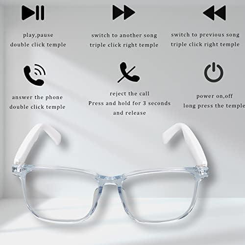 IP65 Bluetooth Glasses, UV400 Anti Blue Light Smart Glasses Built in Microphone Half Open Headphones Anti Audio Glasses with Bluetooth Connectivity for Working Traveling