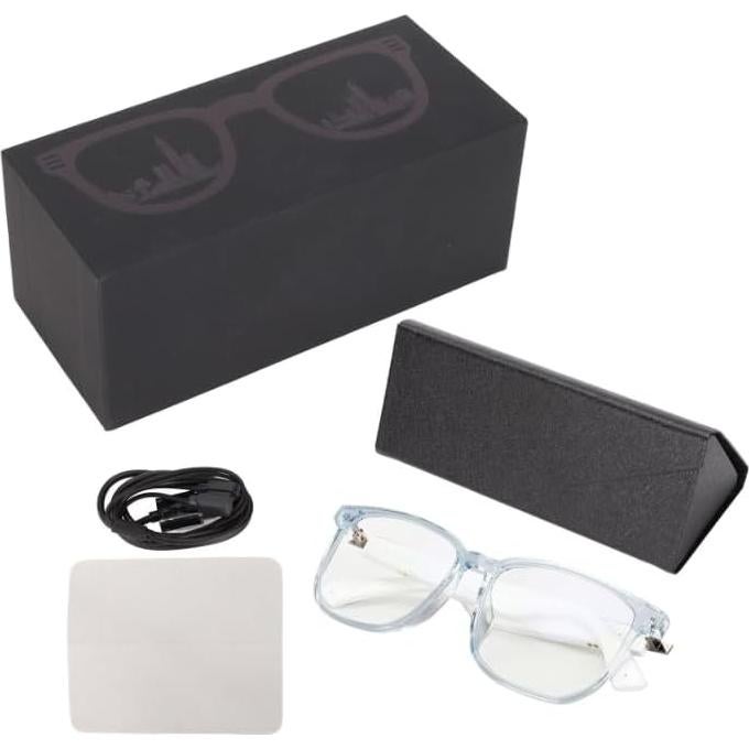 IP65 Bluetooth Glasses, UV400 Anti Blue Light Smart Glasses Built in Microphone Half Open Headphones Anti Audio Glasses with Bluetooth Connectivity for Working Traveling
