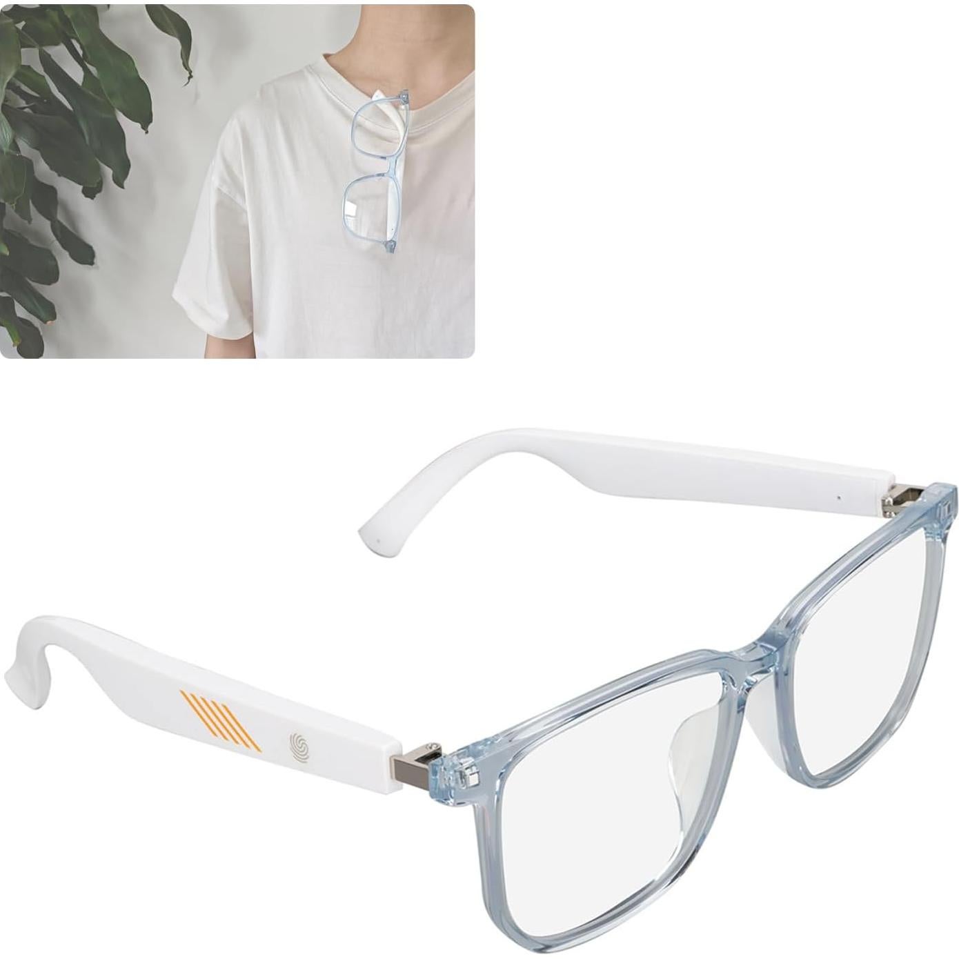 IP65 Bluetooth Glasses, UV400 Anti Blue Light Smart Glasses Built in Microphone Half Open Headphones Anti Audio Glasses with Bluetooth Connectivity for Working Traveling