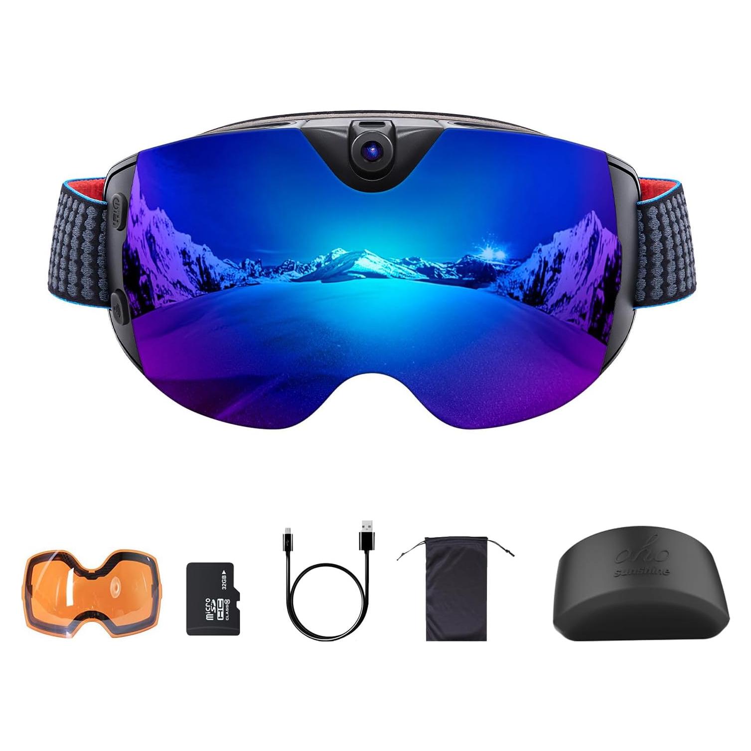 OhO 4K Smart Ski Goggles, WiFi Camera Snowboard Goggles with UV Protection, Anti Fog （Men/Women）