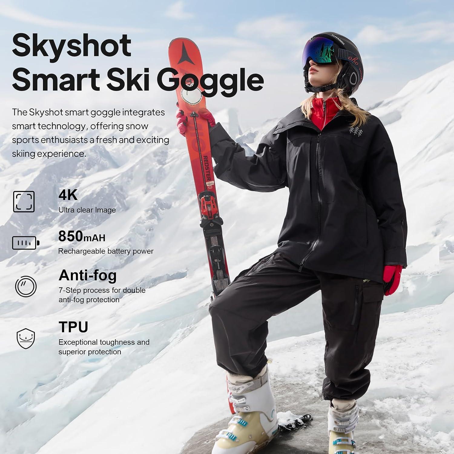 OhO 4K Smart Ski Goggles, WiFi Camera Snowboard Goggles with UV Protection, Anti Fog （Men/Women）