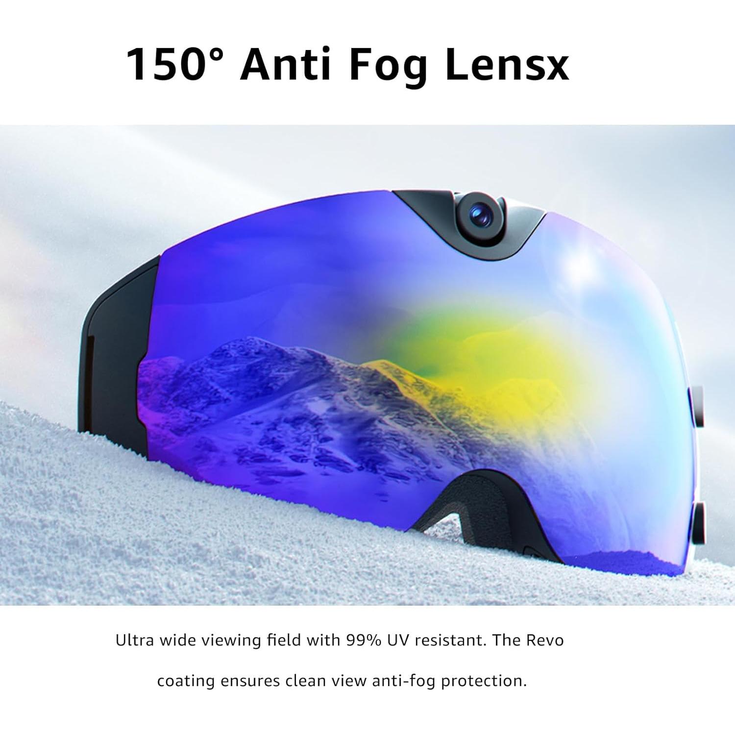 OhO 4K Smart Ski Goggles, WiFi Camera Snowboard Goggles with UV Protection, Anti Fog （Men/Women）