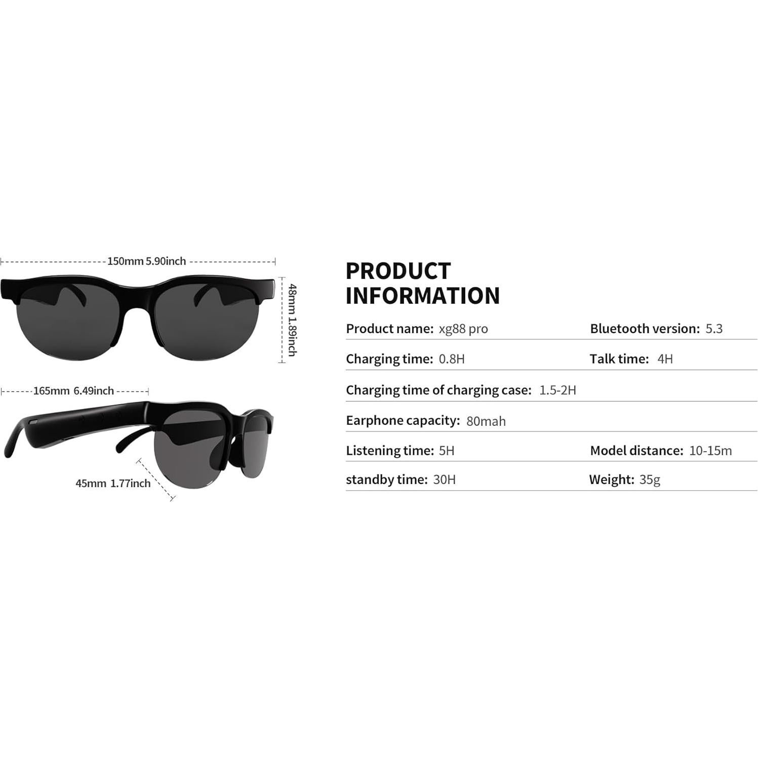 Gafas de sol Bluetooth ITHUGE unisex polarizadas IPX5