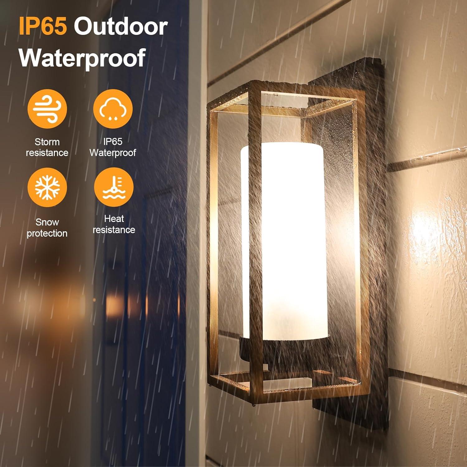 Lámpara de Pared Exterior ALVIME, Aplique Impermeable E26