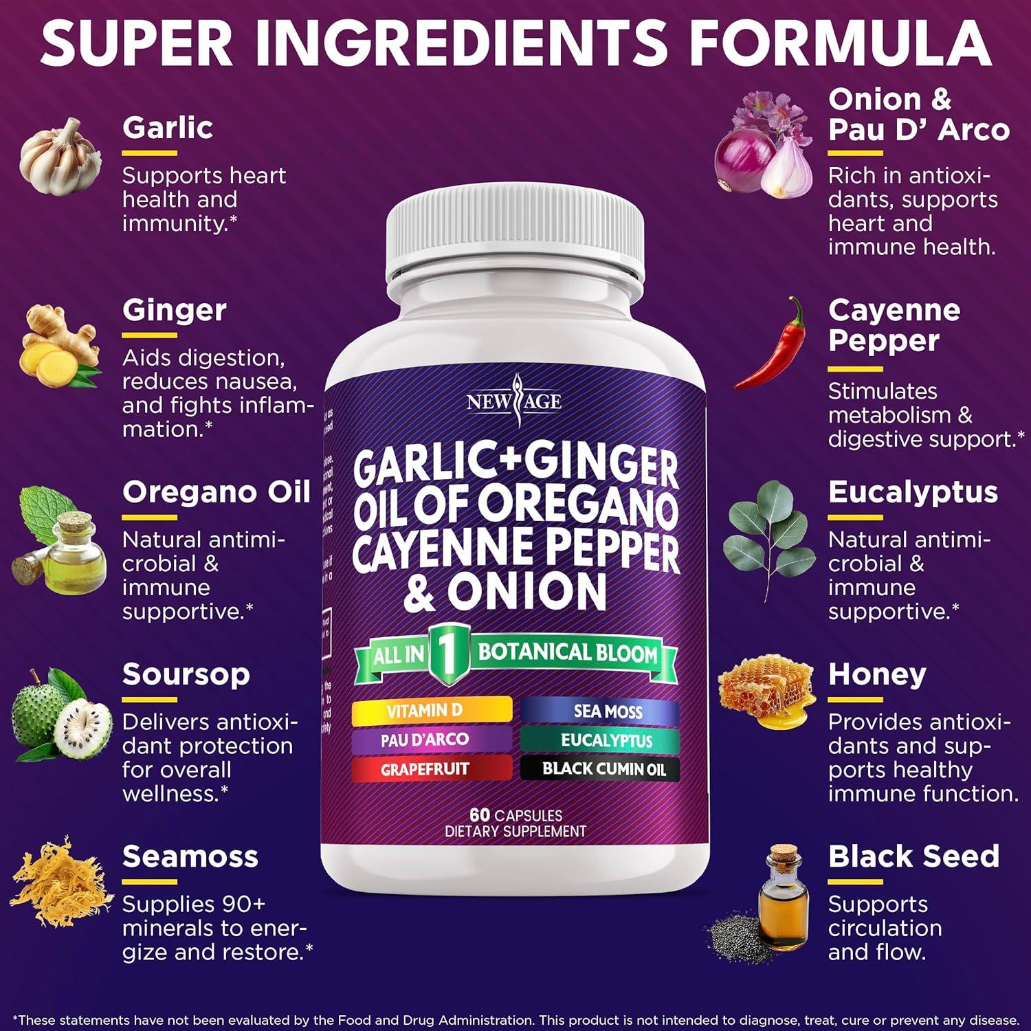 Suplemento de Ajo y Jengibre Nueva Era - 60 Cápsulas