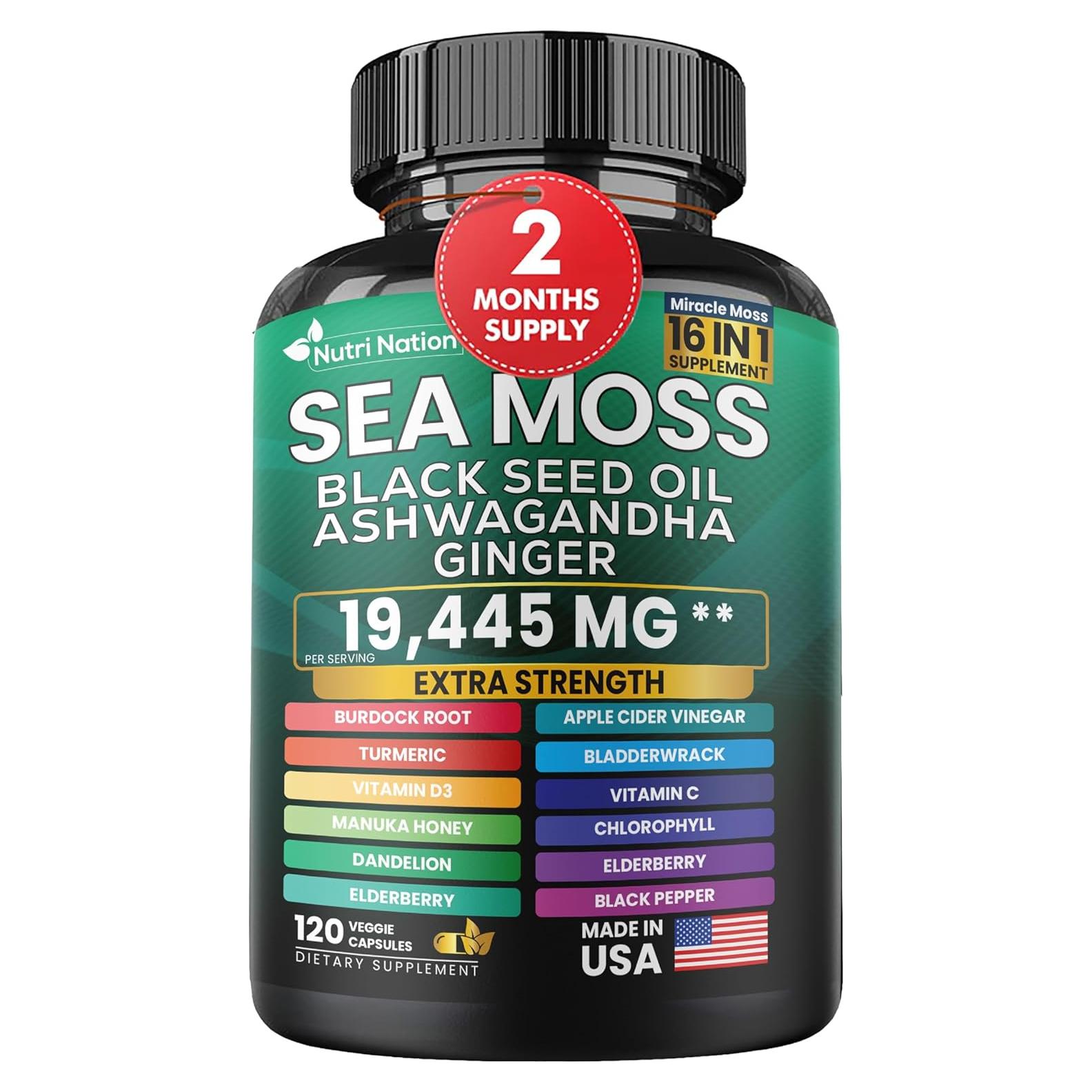 Cápsulas de Musgo Marino Nutri Nation 16 en 1 - 120 Unidades