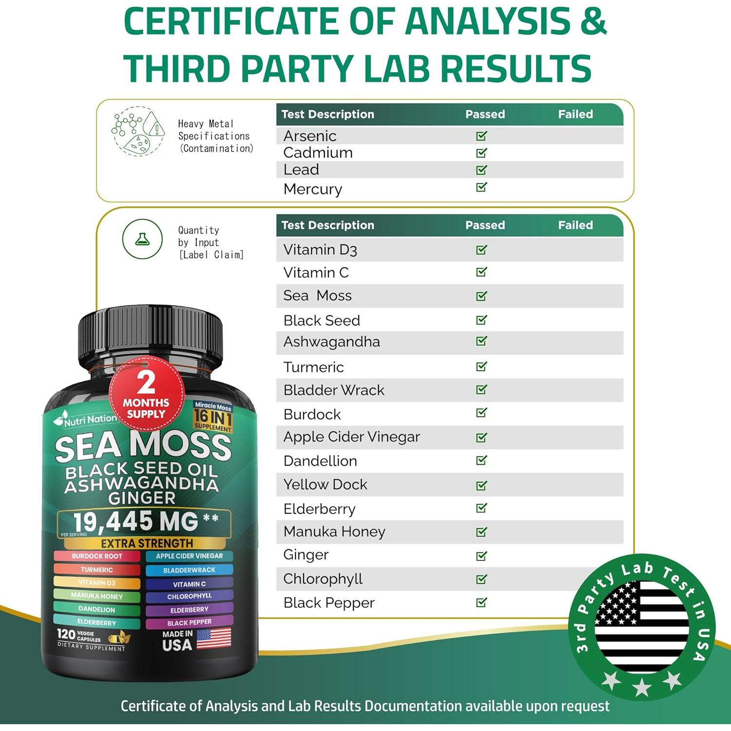 Cápsulas de Musgo Marino Nutri Nation 16 en 1 - 120 Unidades