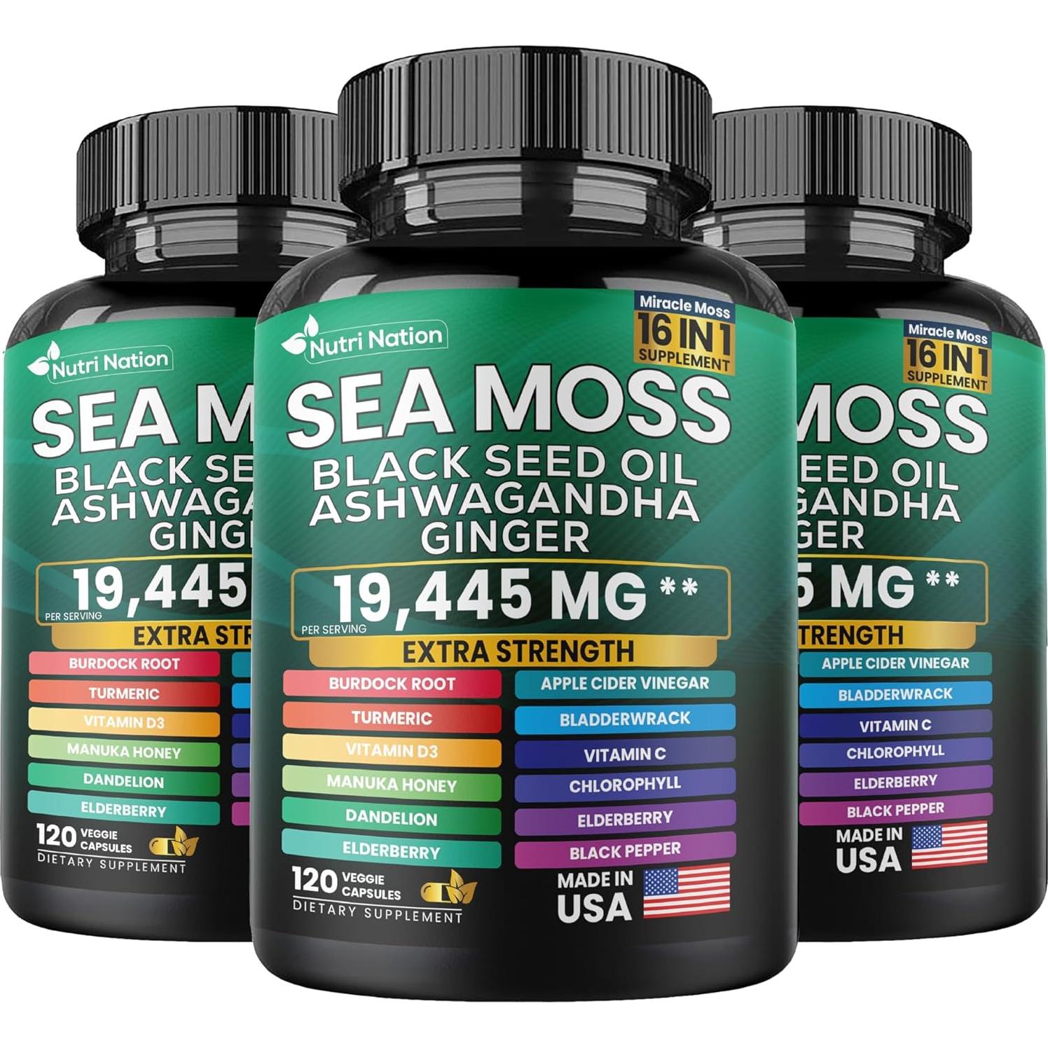 Cápsulas de Musgo Marino Nutri Nation 16 en 1 - 120 Unidades