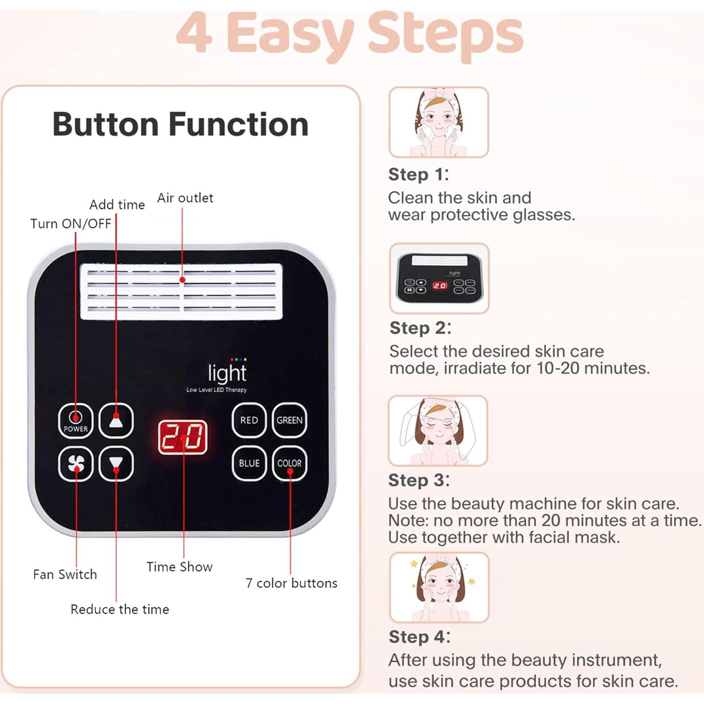Máscara LED 7 en 1 para Cuidado Facial - JY-A025 Blanca