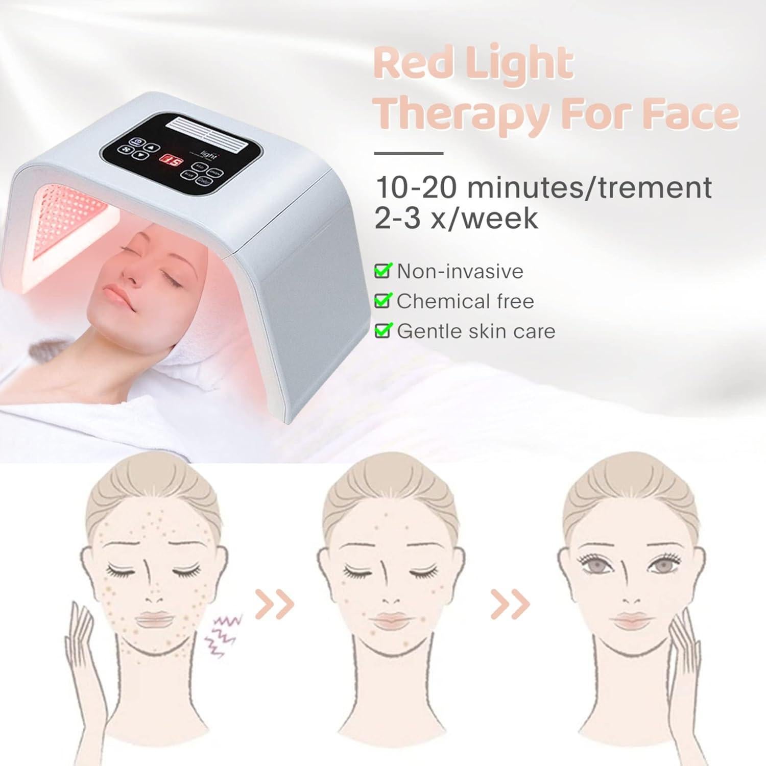 Máscara LED 7 en 1 para Cuidado Facial - JY-A025 Blanca