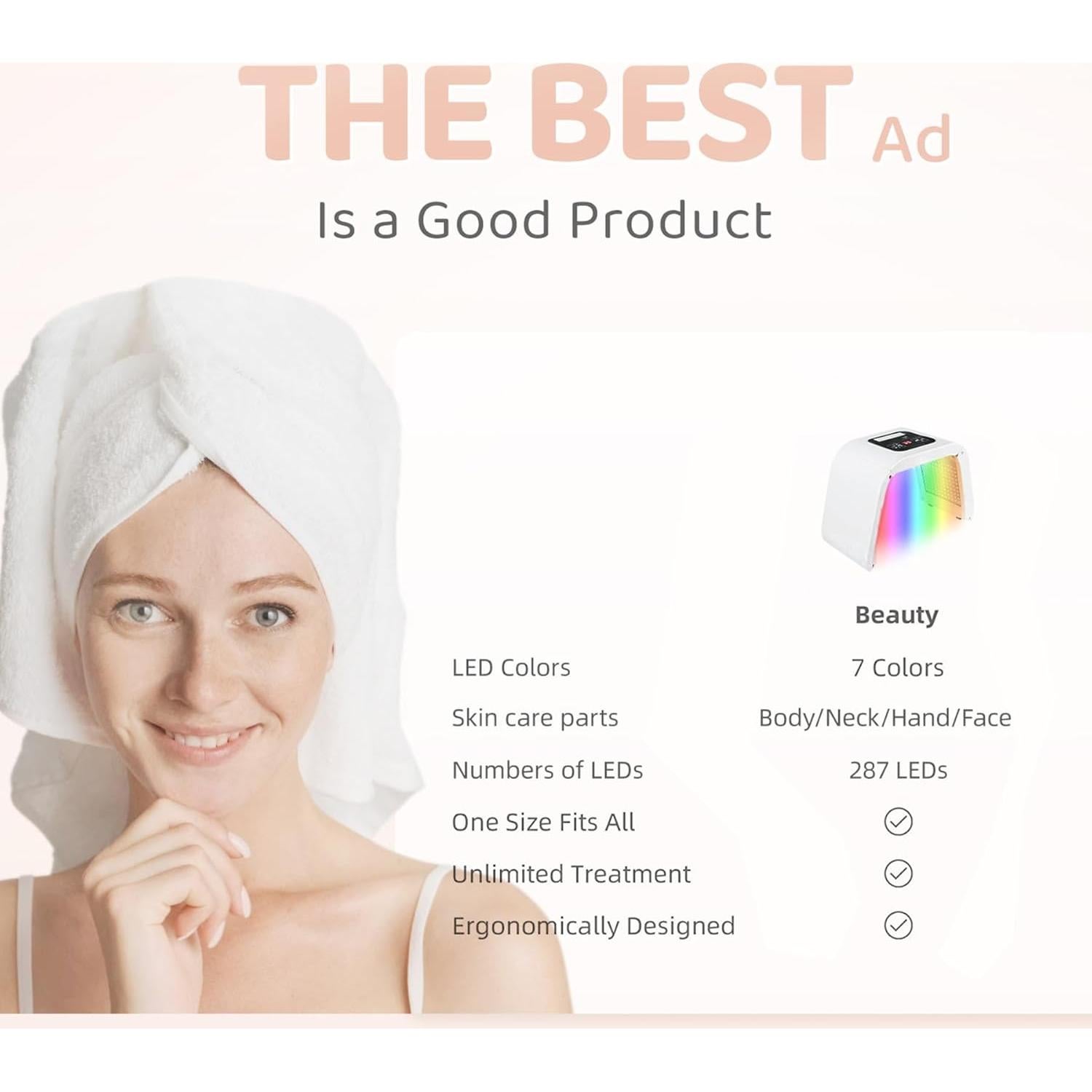 Máscara LED 7 en 1 para Cuidado Facial - JY-A025 Blanca