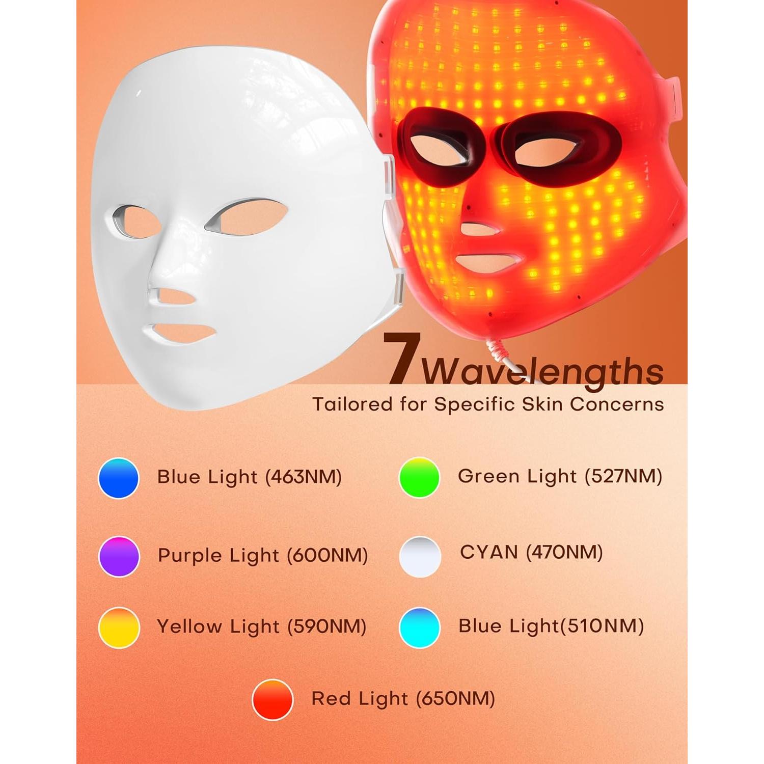 Máscara de Terapia de Luz Roja NEWKEY LED 7 Colores Facial