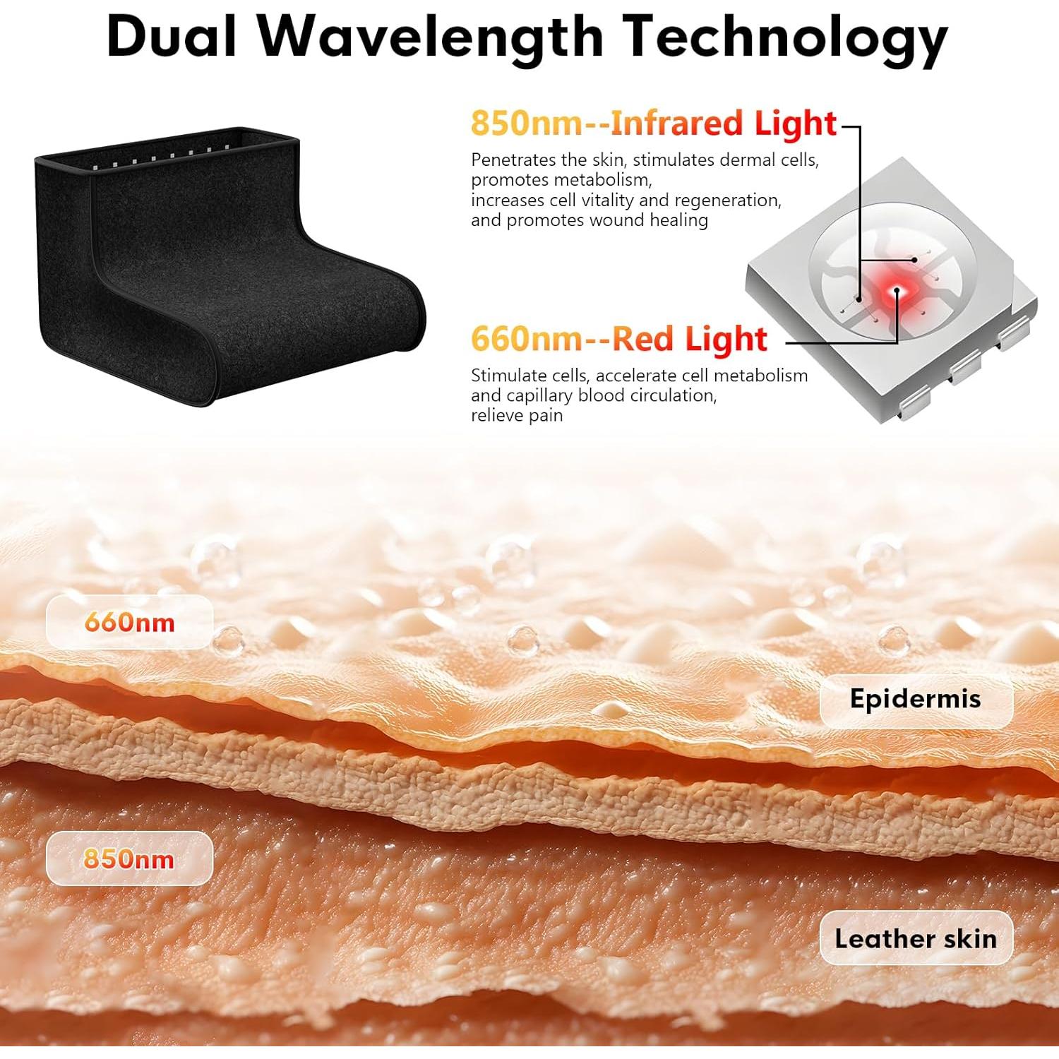 Terapia de Luz Roja Anzqul para Pies 320 LEDs Control Remoto