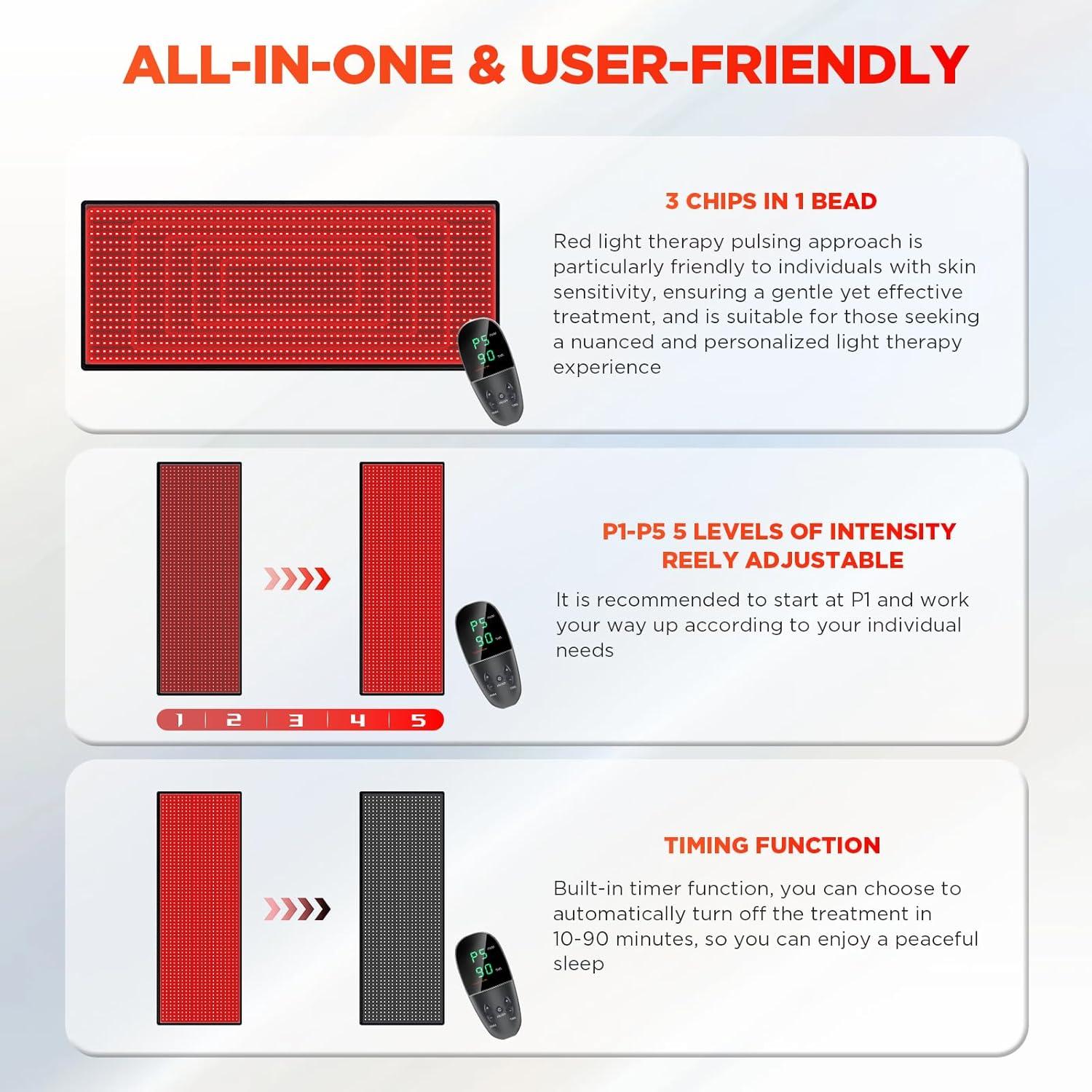 Almohadilla Terapia Luz Roja ADVARAYS 180x79 cm 1280 LEDs