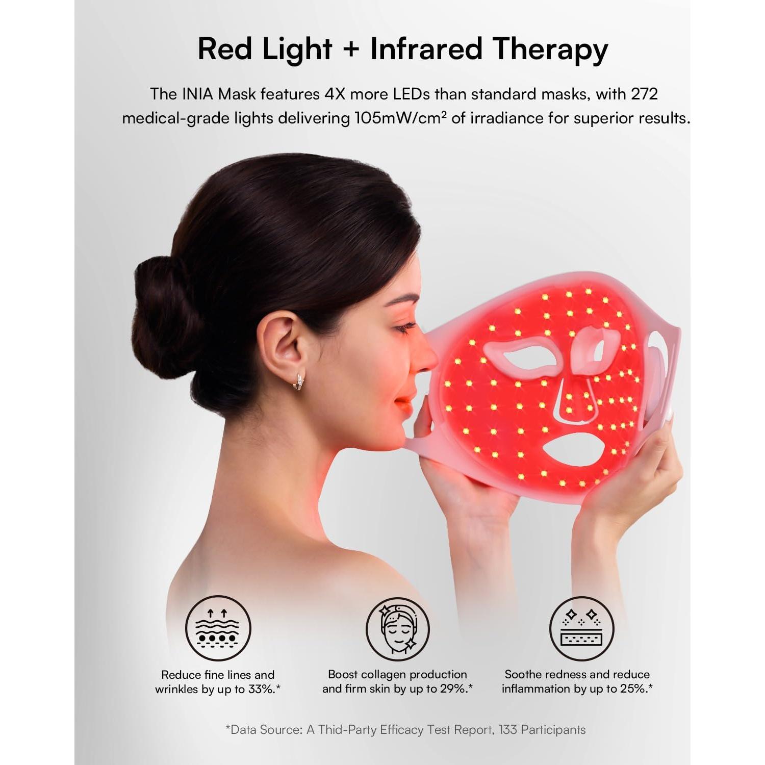 Máscara de Luz Roja INIA Inalámbrica para Cuidado Facial