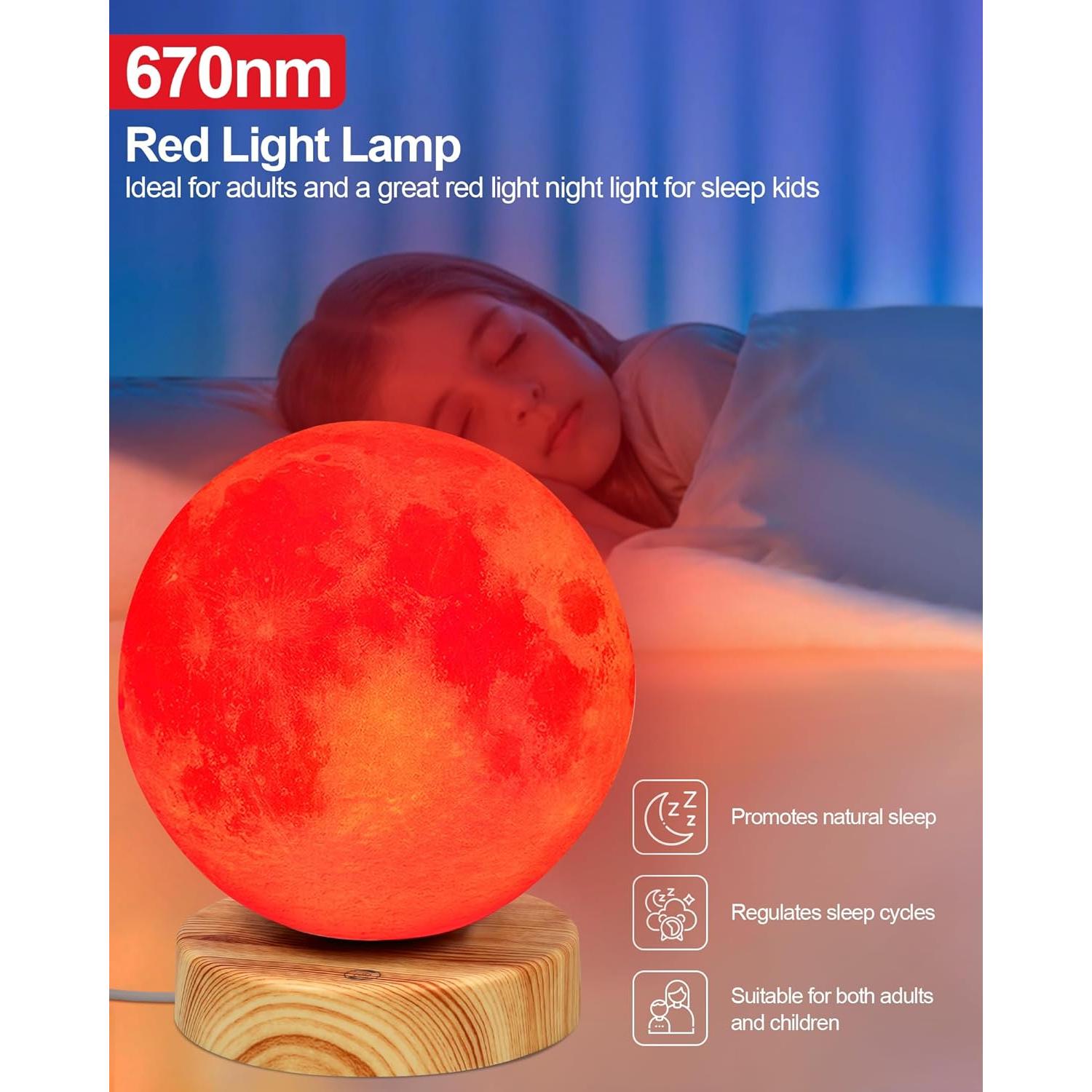 Lámpara de Noche Roja Aoife S9 Luz Luna 670nm Carga USB