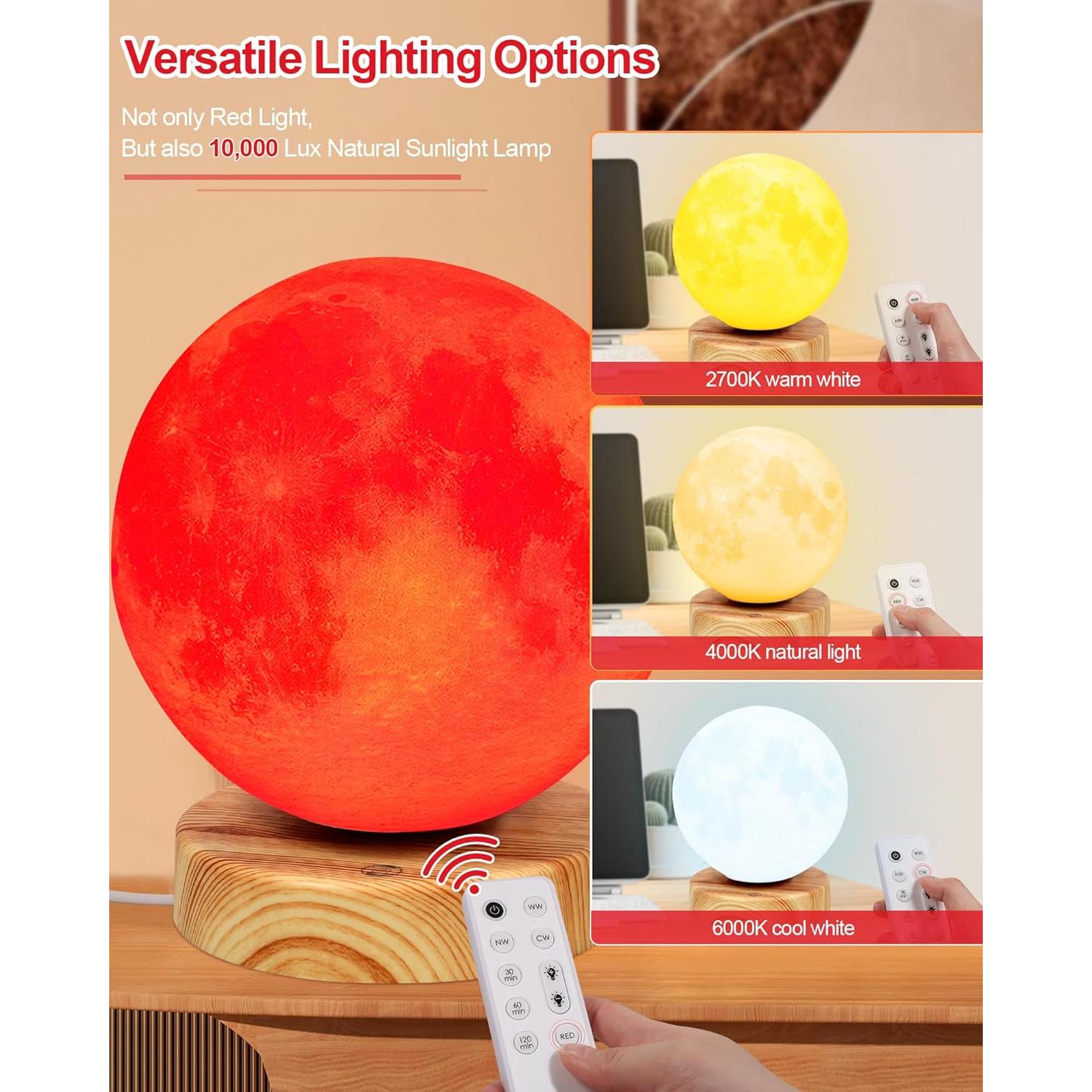 Lámpara de Noche Roja Aoife S9 Luz Luna 670nm Carga USB