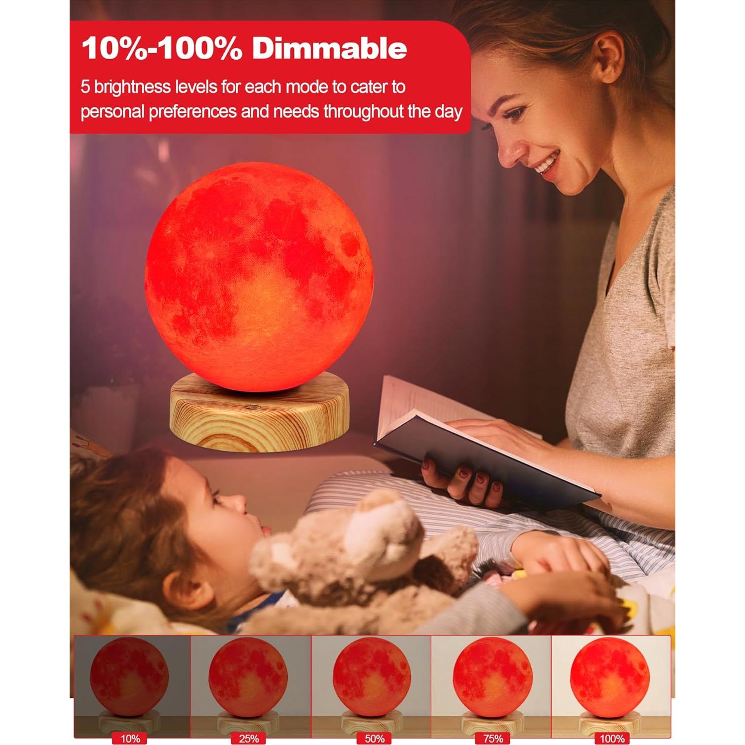 Lámpara de Noche Roja Aoife S9 Luz Luna 670nm Carga USB