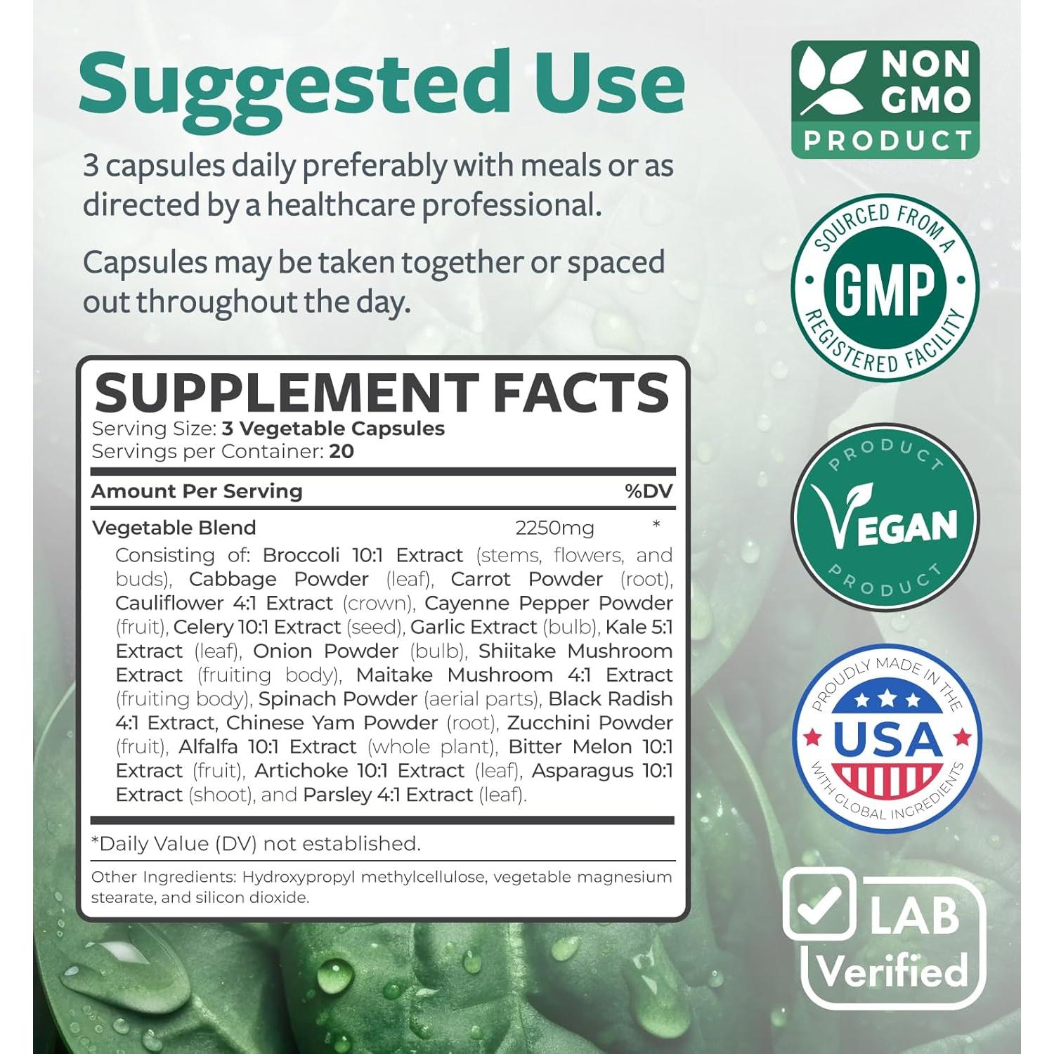 Suplemento Super Greens Healths Harmony 60 Cápsulas 2250mg