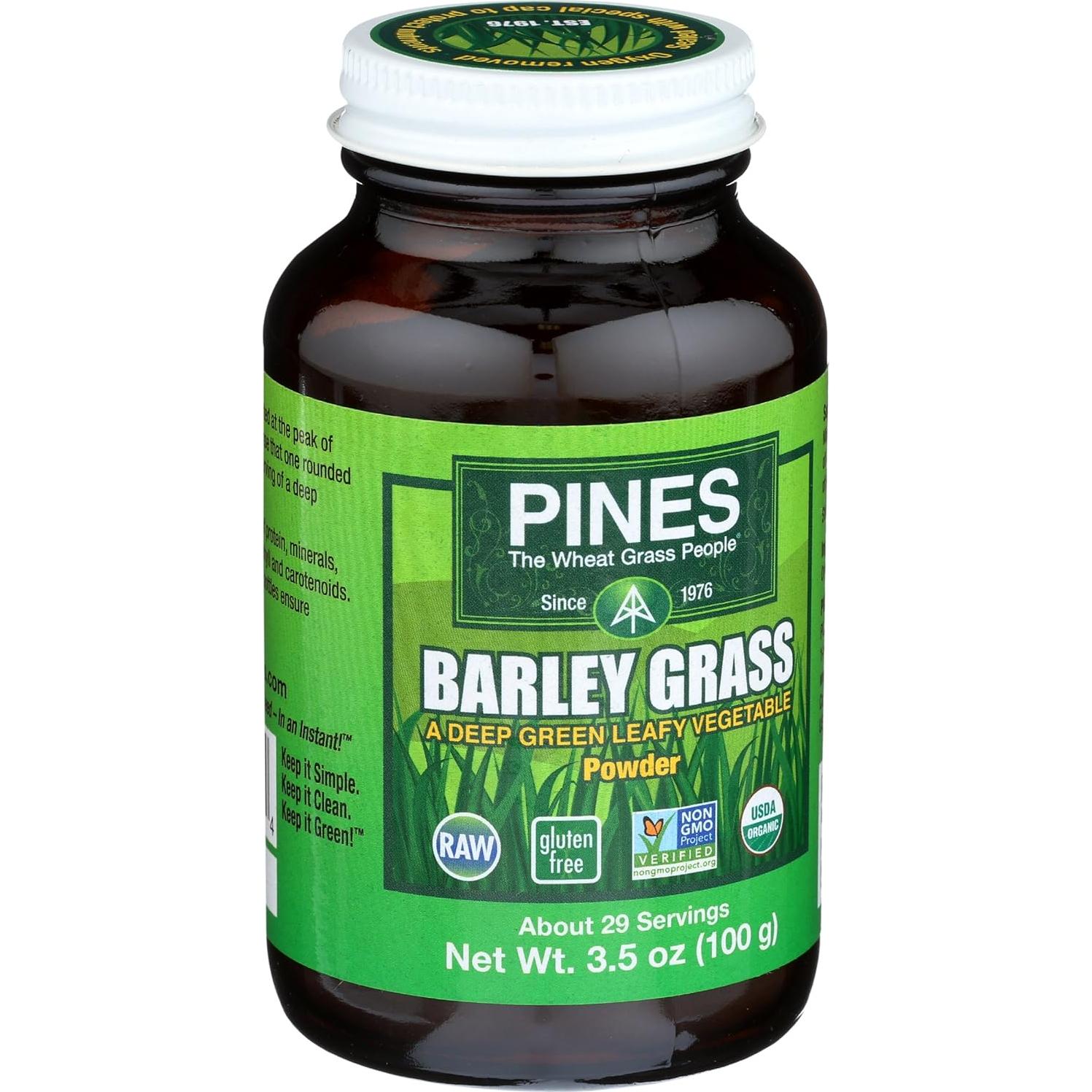 Polvo de Pasto de Cebada Orgánico PINES 99.22 g - Sin Gluten