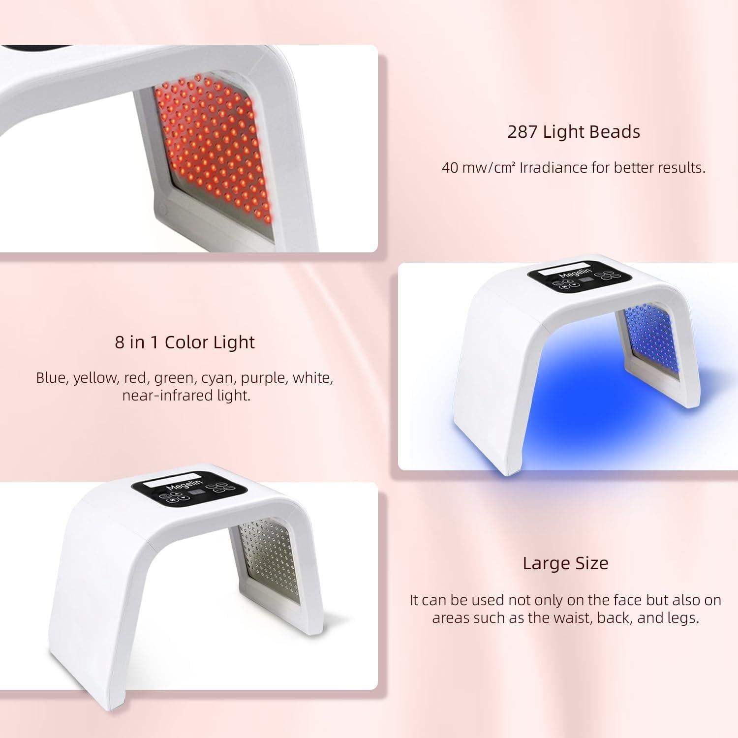 Máquina de Terapia de Luz LED MOLAMOYA 8 en 1 para Cara y Cuerpo