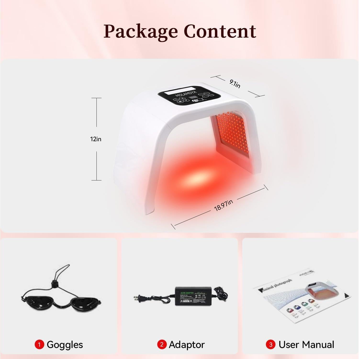 Máquina de Terapia de Luz LED MOLAMOYA 8 en 1 para Cara y Cuerpo