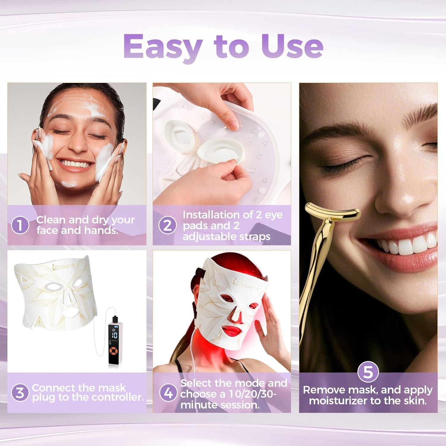 Máscara de Luz LED Lovsheme para Rejuvenecimiento Facial