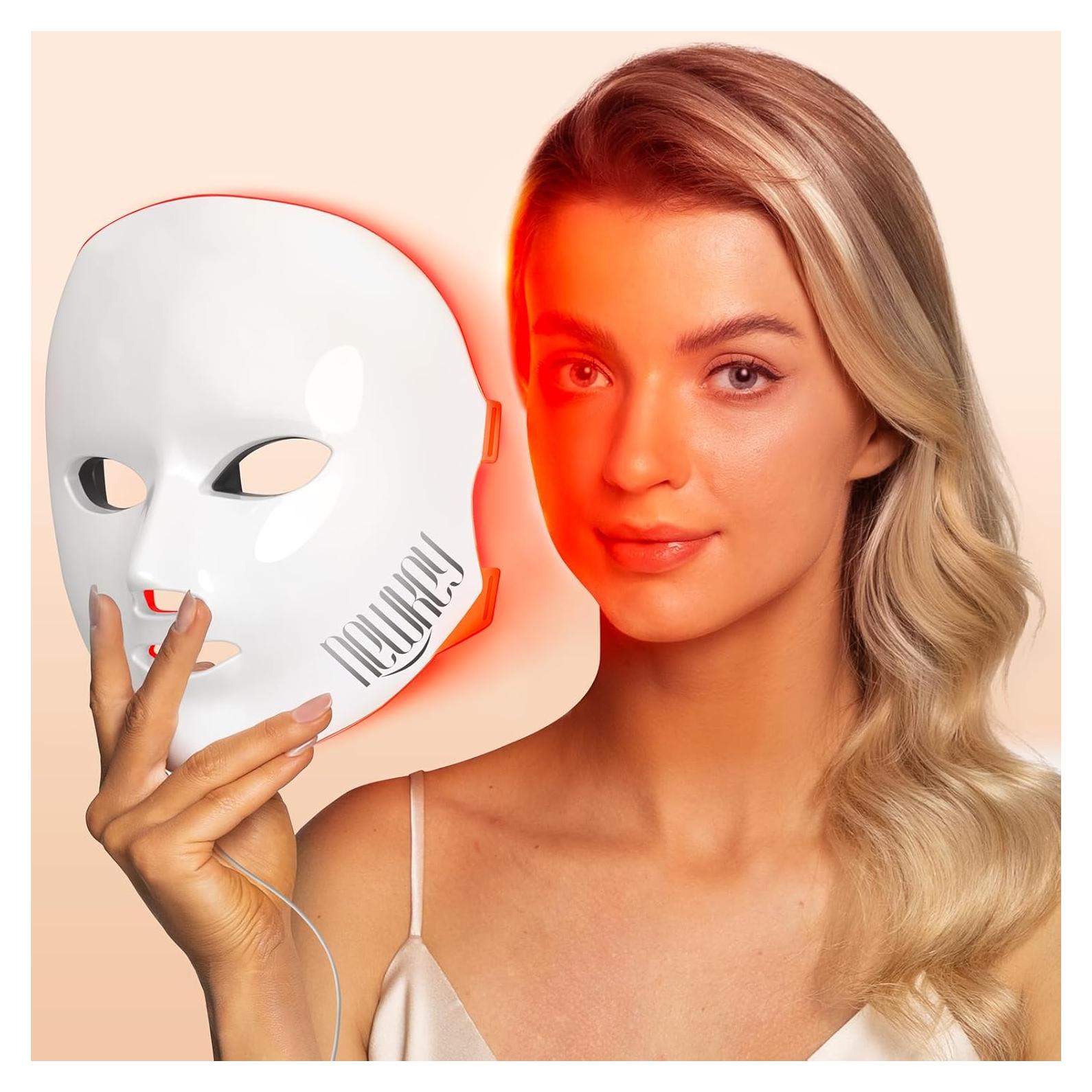 Máscara Facial LED NEWKEY Terapia Luz Roja y Azul 150 LEDs