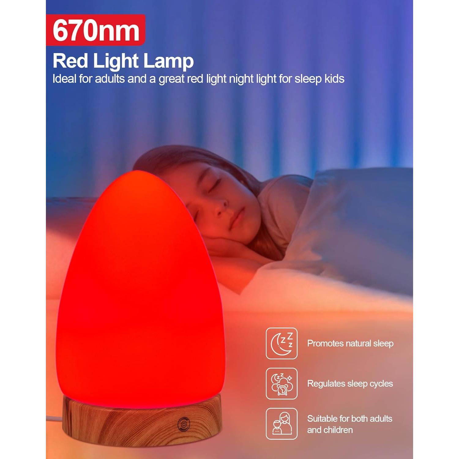 Lámpara Nocturna Roja Aoife con Control Remoto y USB