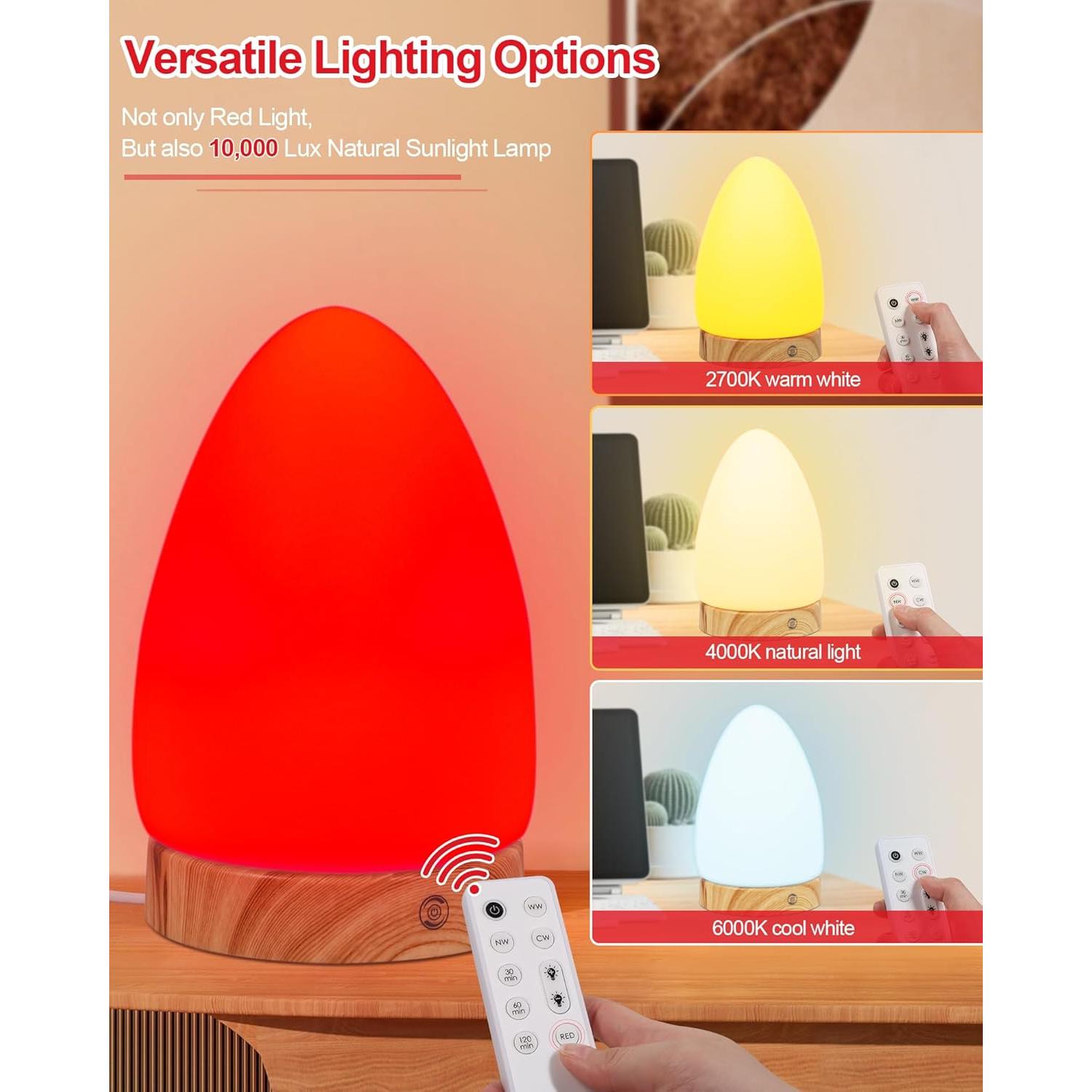 Lámpara Nocturna Roja Aoife con Control Remoto y USB