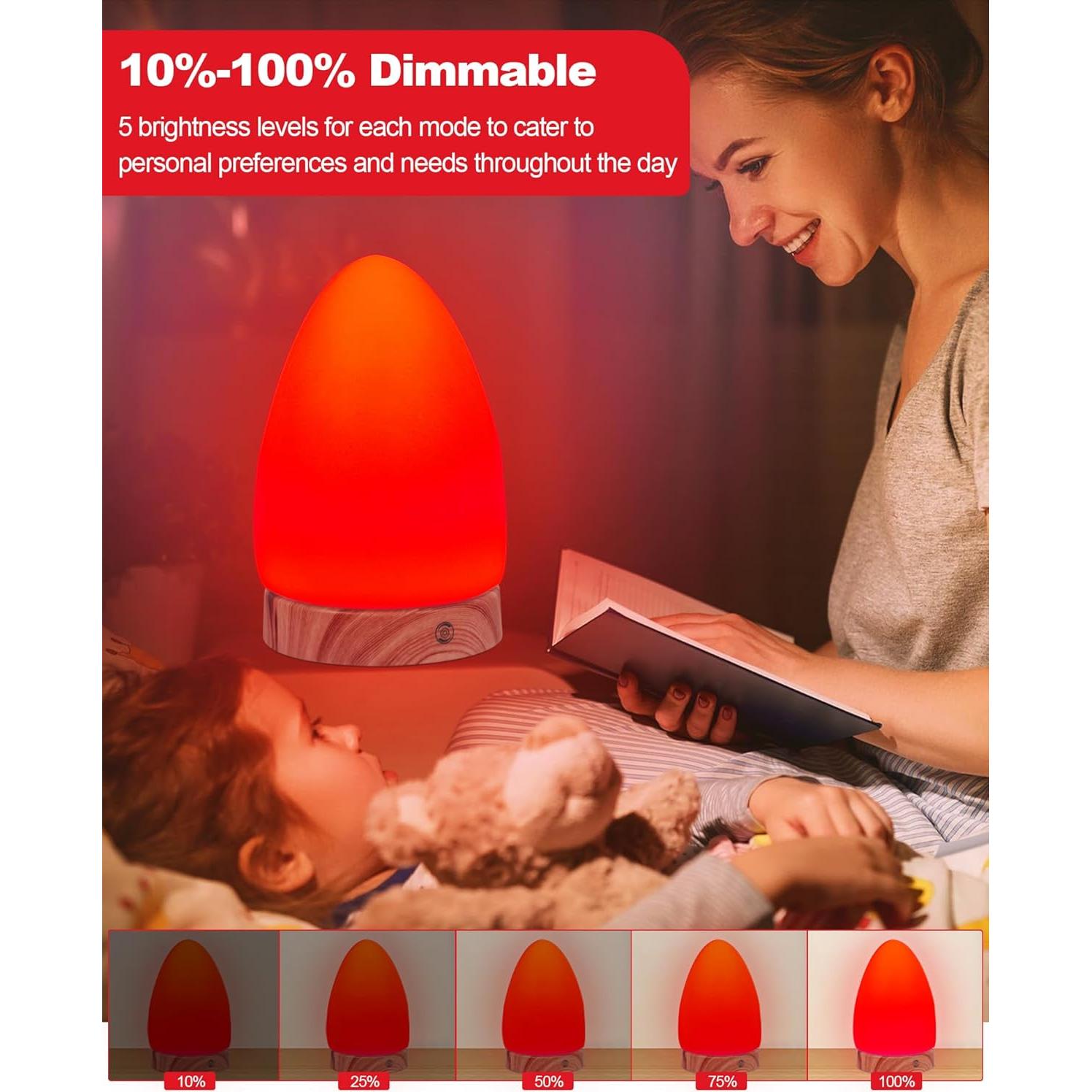 Lámpara Nocturna Roja Aoife con Control Remoto y USB