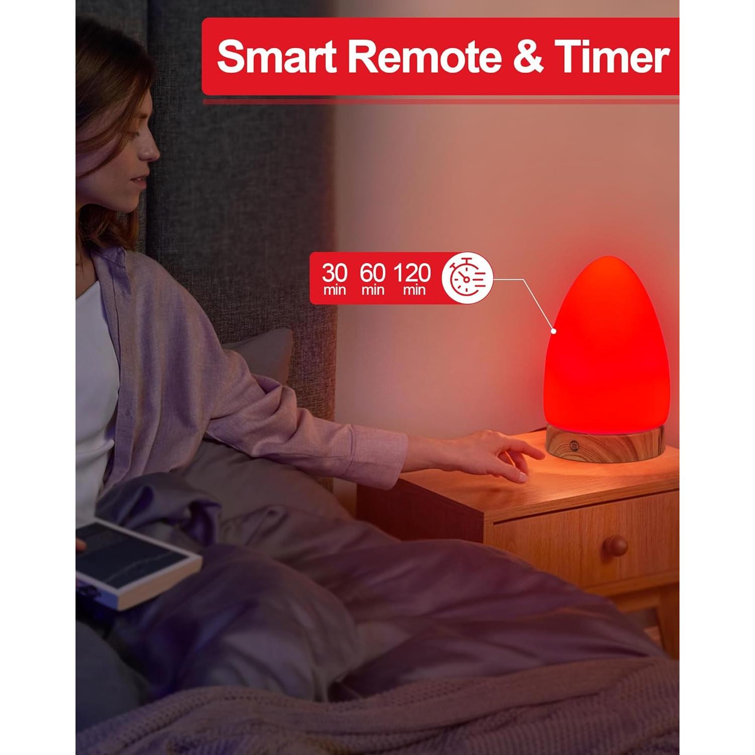 Lámpara Nocturna Roja Aoife con Control Remoto y USB