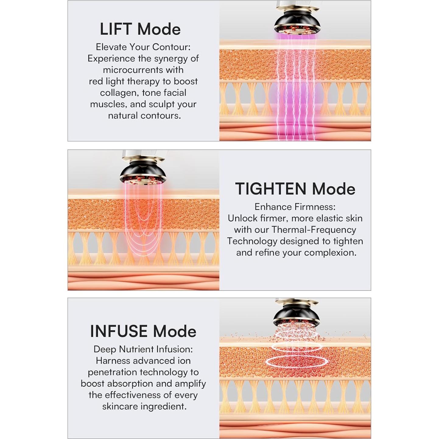 Dispositivo Facial INIA 3 en 1 Luz Roja y Masajeador