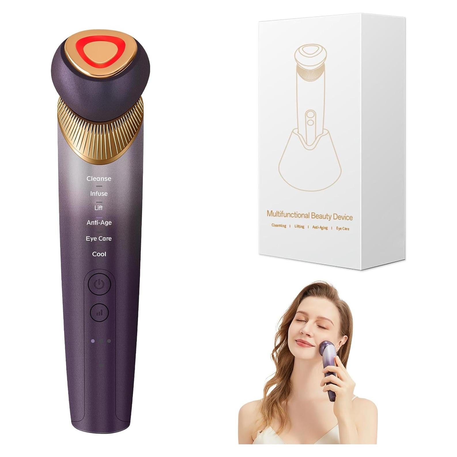 Dispositivo Facial 6-en-1 Yuonry Antienvejecimiento Púrpura