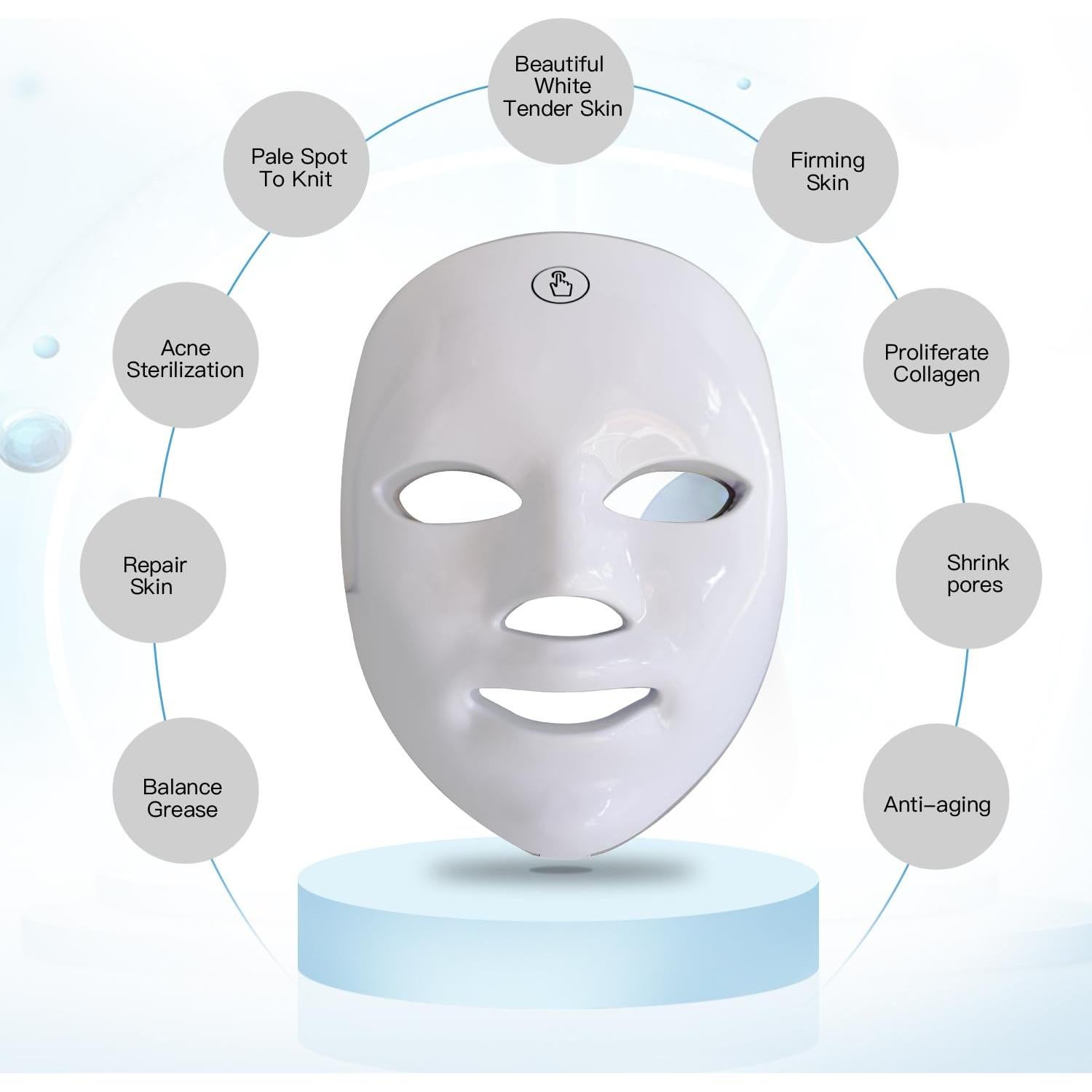 Máscara Facial LED IOBTY Terapia de Luz 7 Colores Recargable