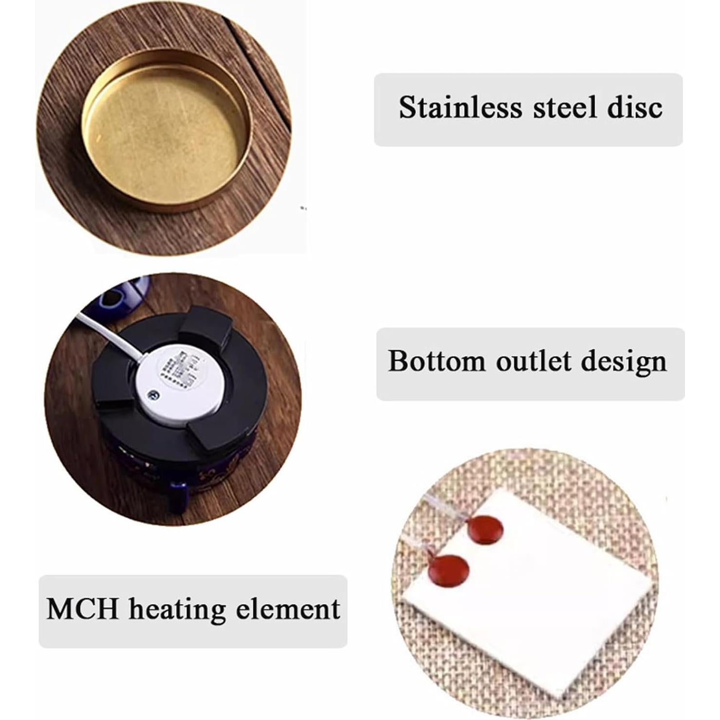 Quemador de Incienso Eléctrico PmHaurient Cerámica Azul Dorado