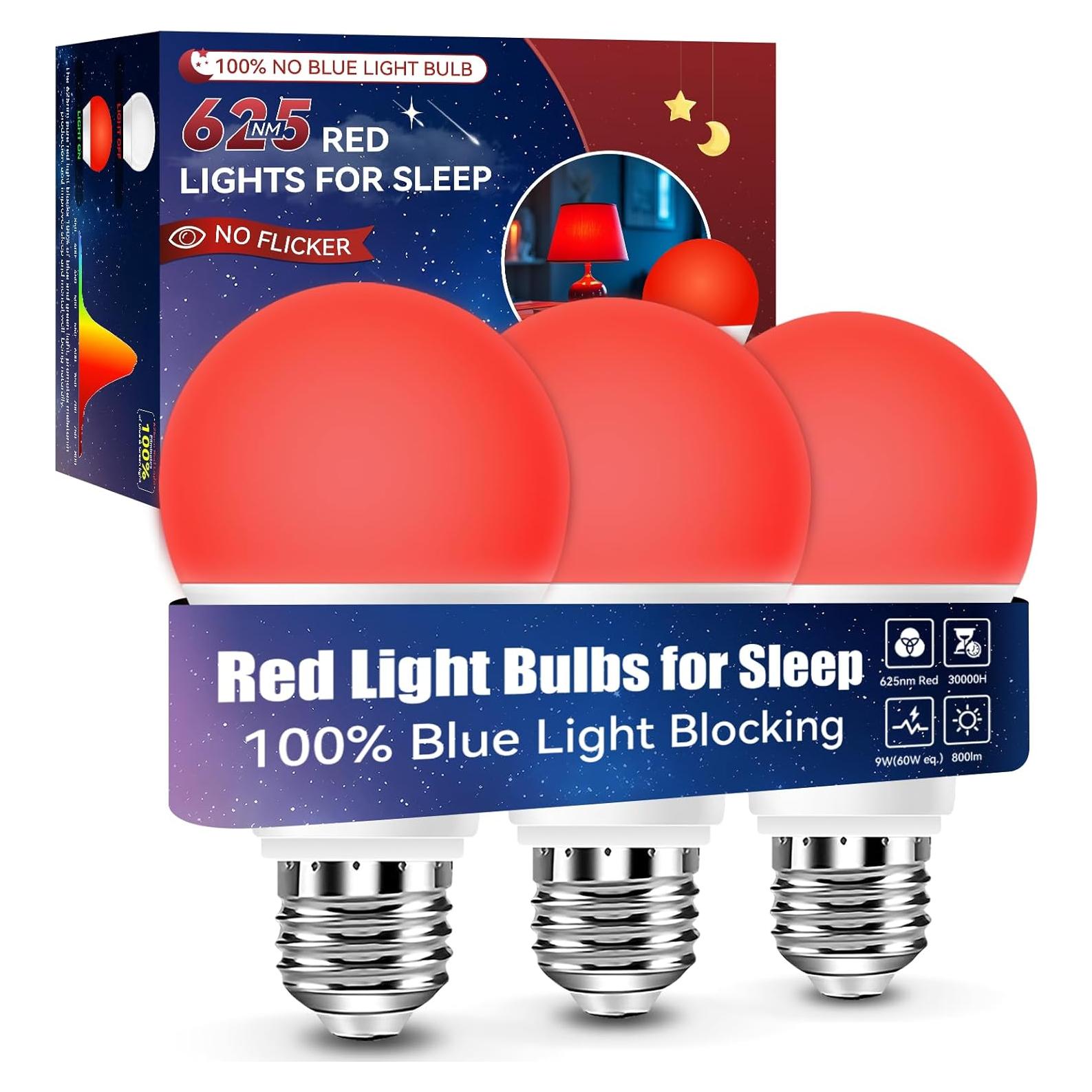 Bombillas LED rojas Neporal 9W 625nm para dormir - Paquete de 3