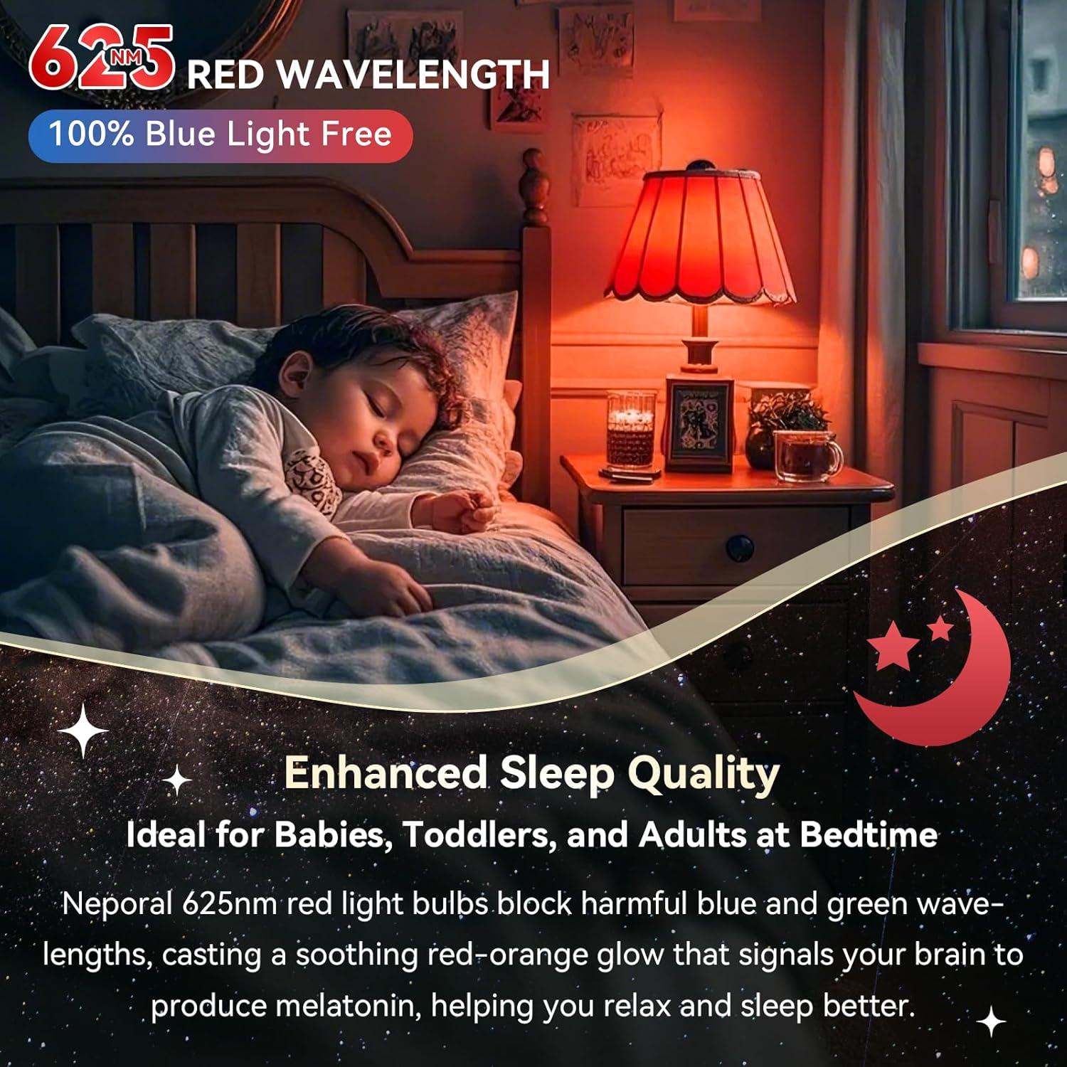 Bombillas LED rojas Neporal 9W 625nm para dormir - Paquete de 3