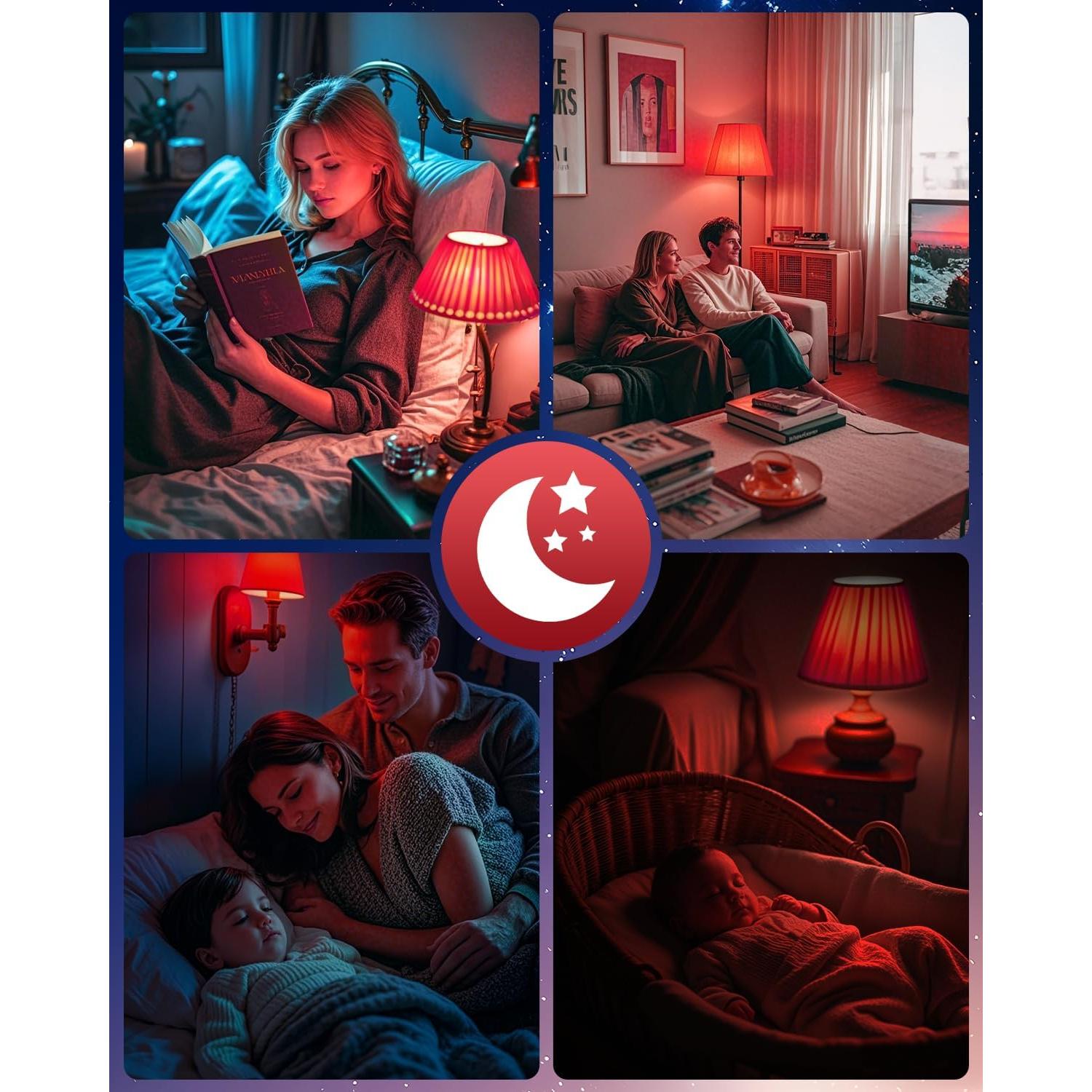 Bombillas LED rojas Neporal 9W A19 100% luz azul bloqueada