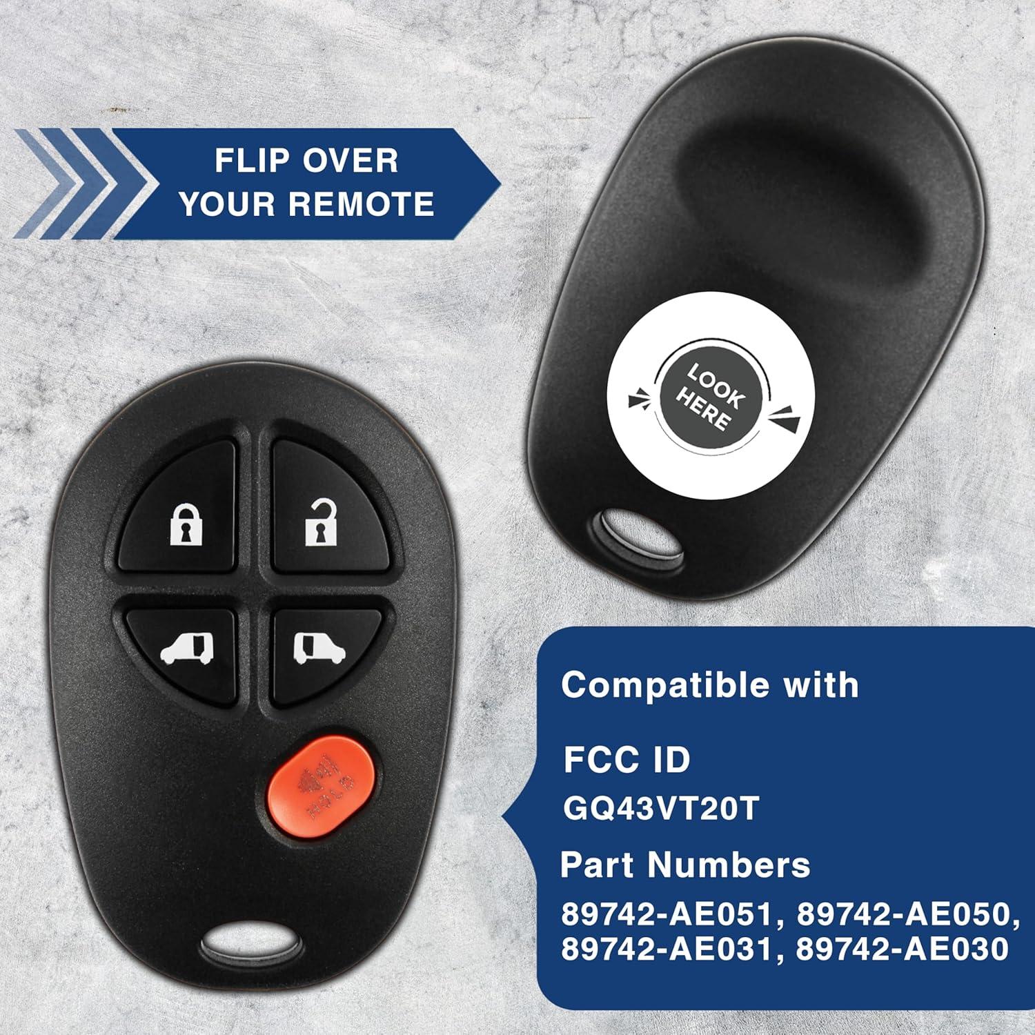 Control Remoto KeylessOption para Toyota Sienna 2011-2018