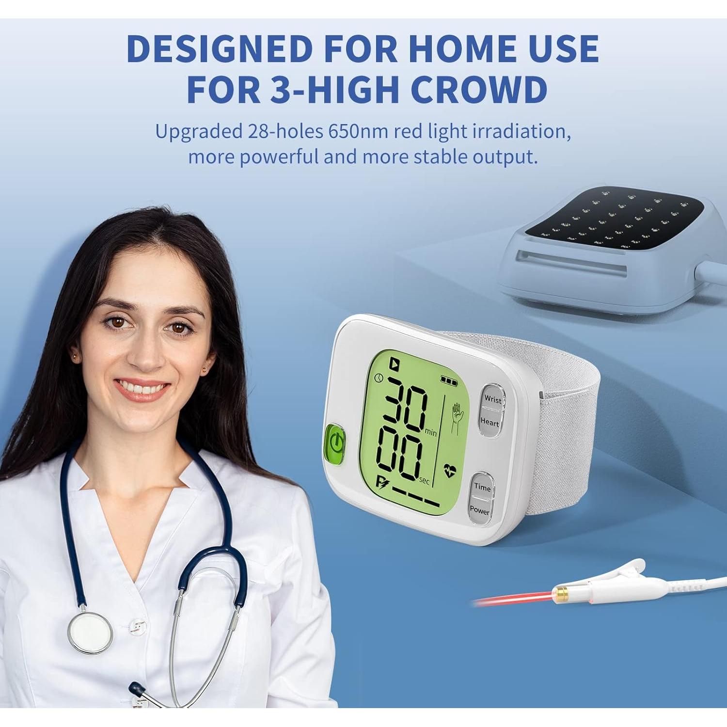 Reloj Terapia Luz Roja LASEPREHT 28 Agujeros Alivio Dolor