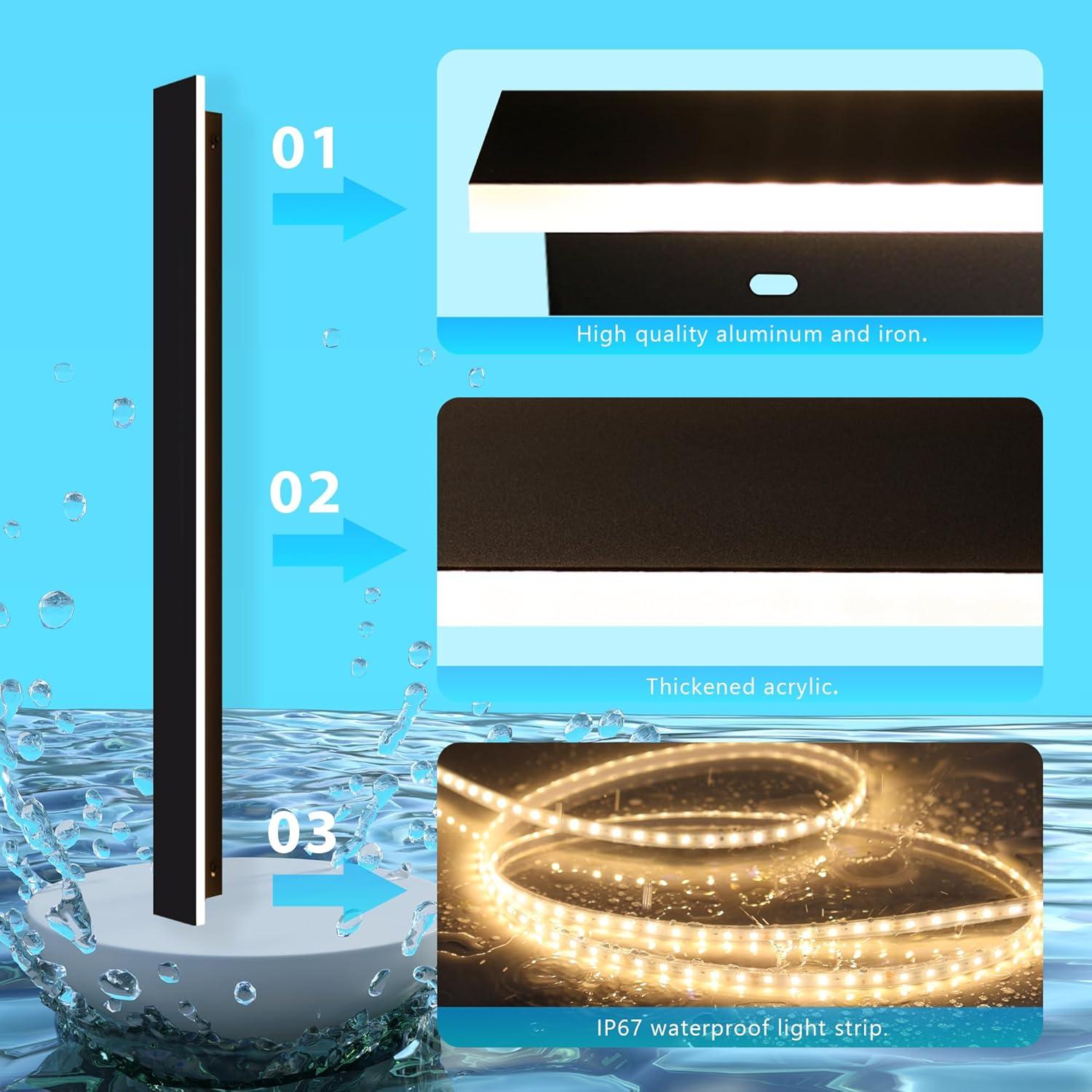 Luz de Pared Exterior LED YCMGEAD 30 cm IP65 9W Negra