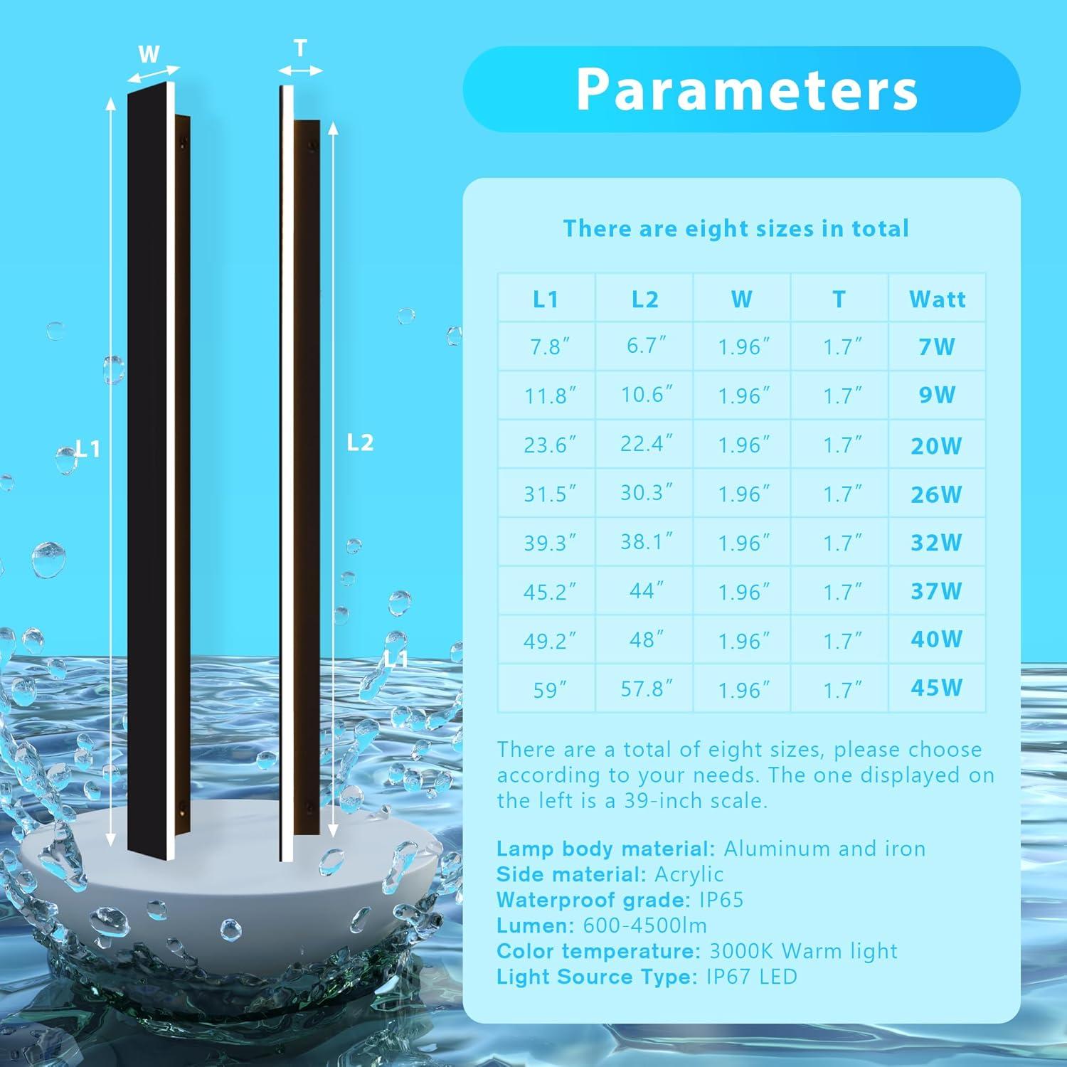 Luz de Pared Exterior LED YCMGEAD 30 cm IP65 9W Negra