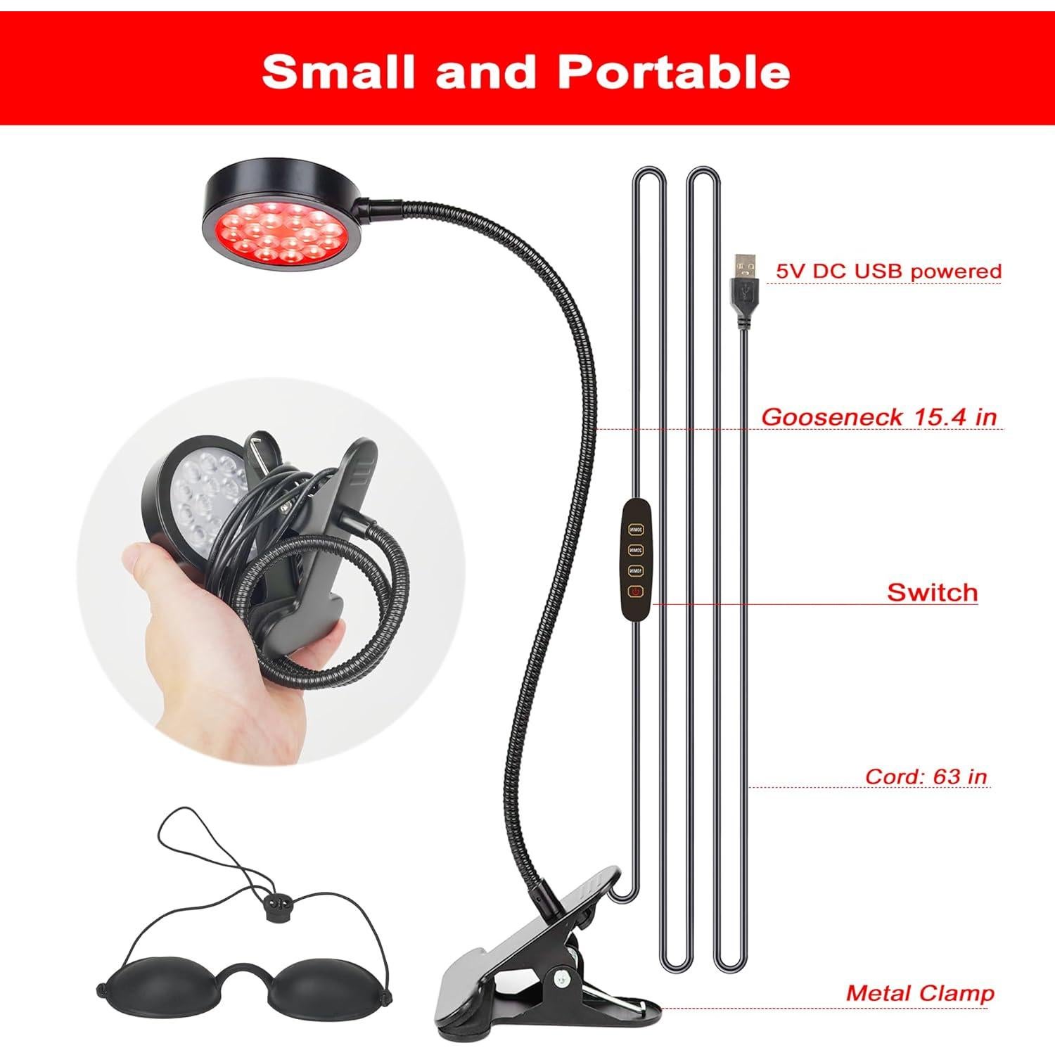 Lámpara de Terapia de Luz Roja GREENIC 660nm 850nm Portátil