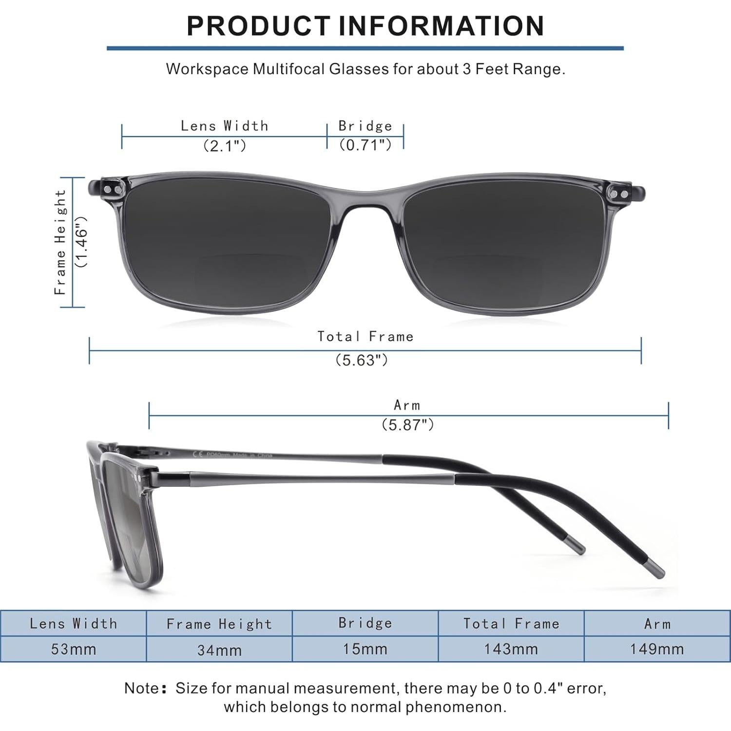 Gafas de sol bifocales SKYOAK +2.0 UV400 marco TR90