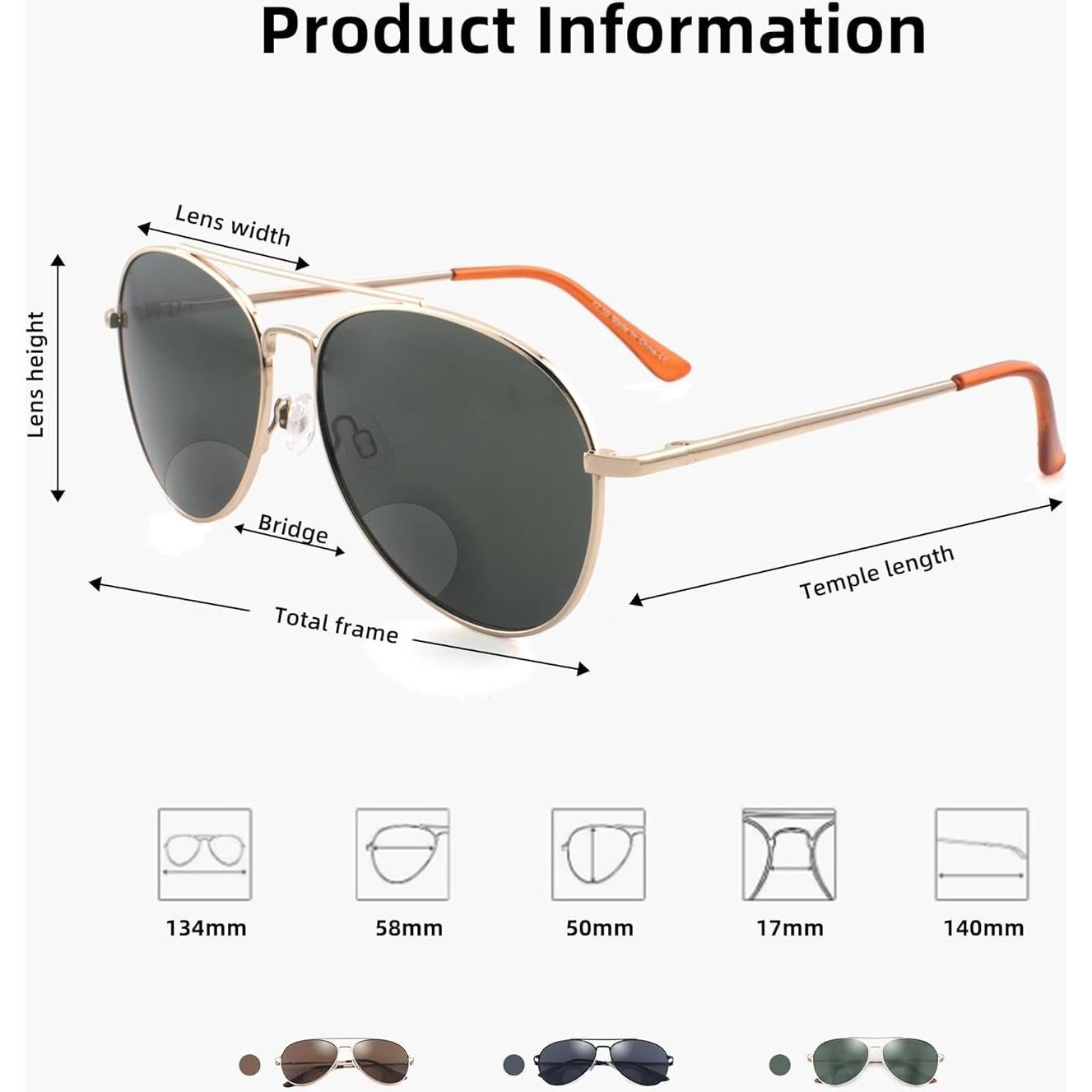 Gafas de Sol Bifocales Aviador Wenzhou 3.0 para Hombres