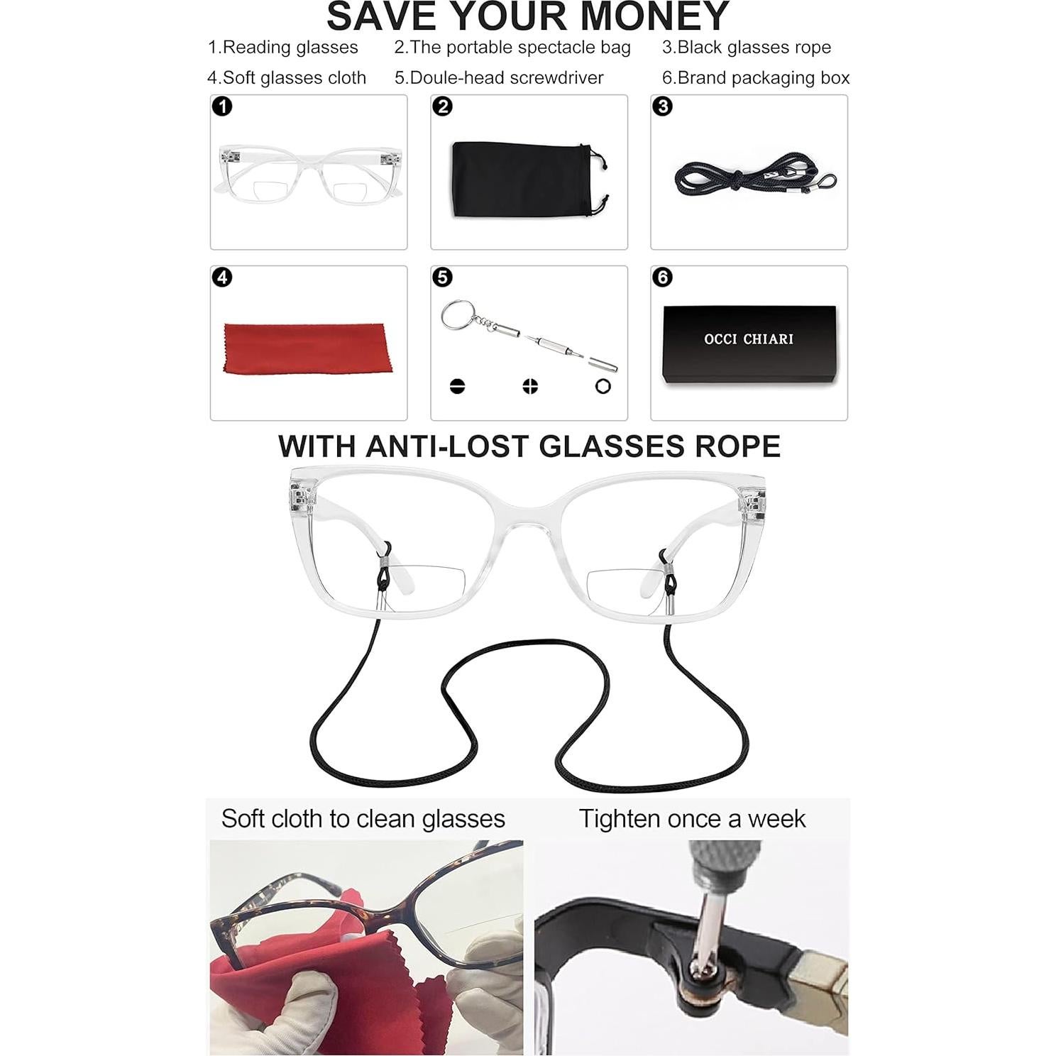 Gafas Bifocales OCCI CHIARI para Mujeres con Filtro UV400