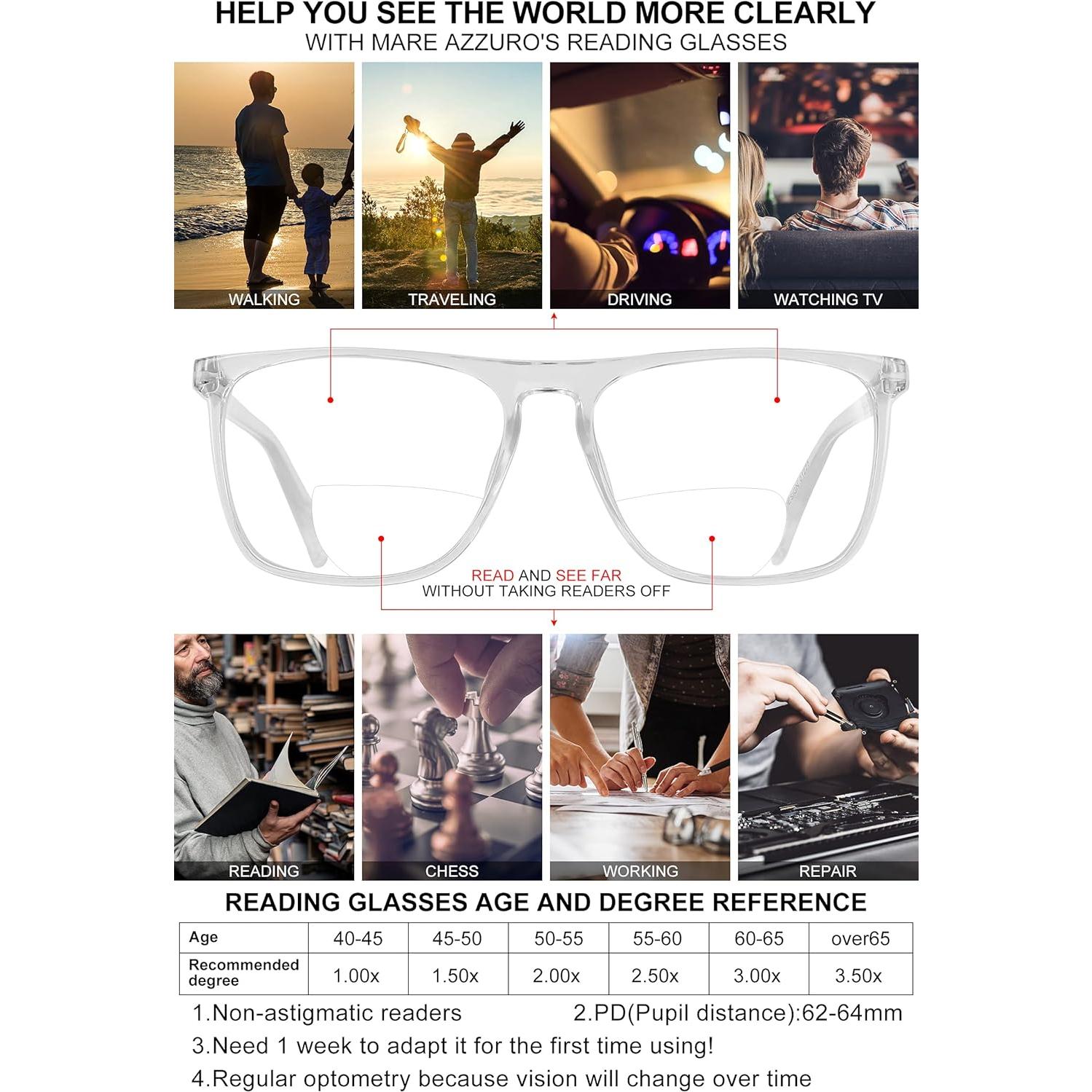 Gafas de Lectura Bifocales MARE AZZURO 1.75 con Luz Azul