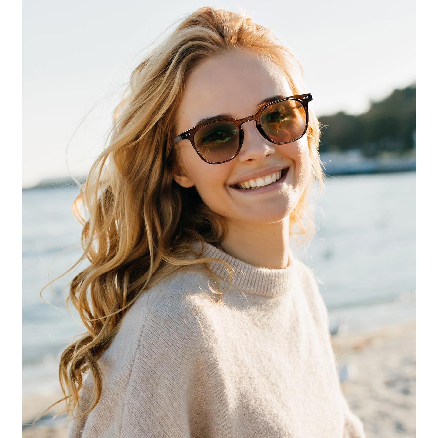 Gafas de Lectura FEISEDY Redondas UV400 2.0x Marco Claro