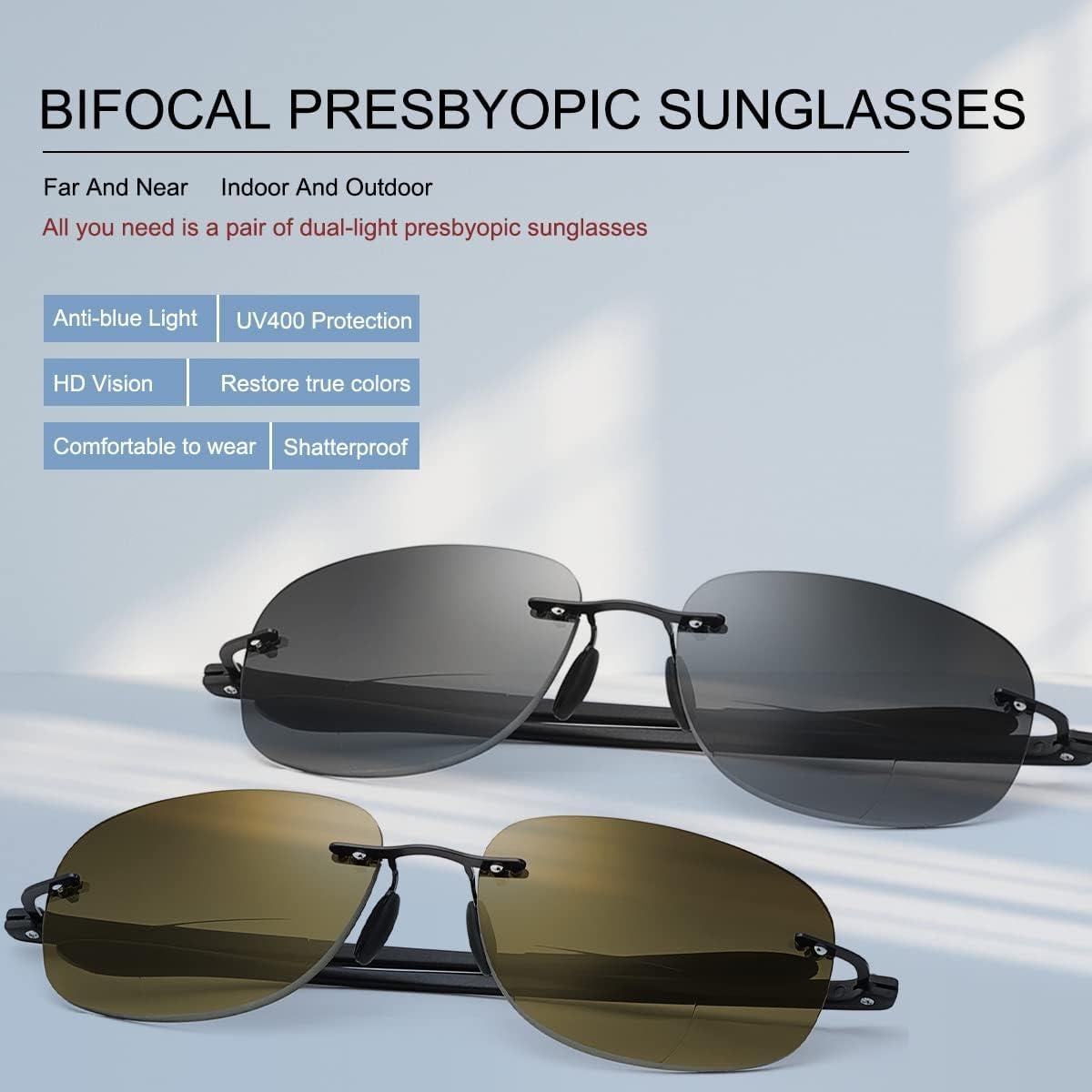 Gafas de Sol Bifocales MIRYEA 2 Pares UV400 para Lectura